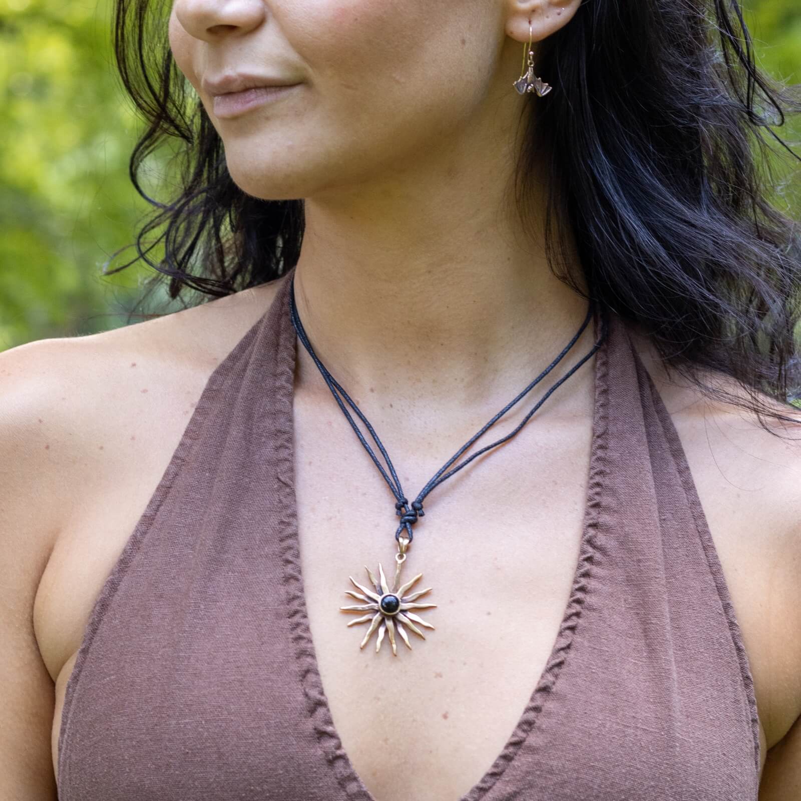 Bronze Schmuck mit Edelsteinen Onyx Kette