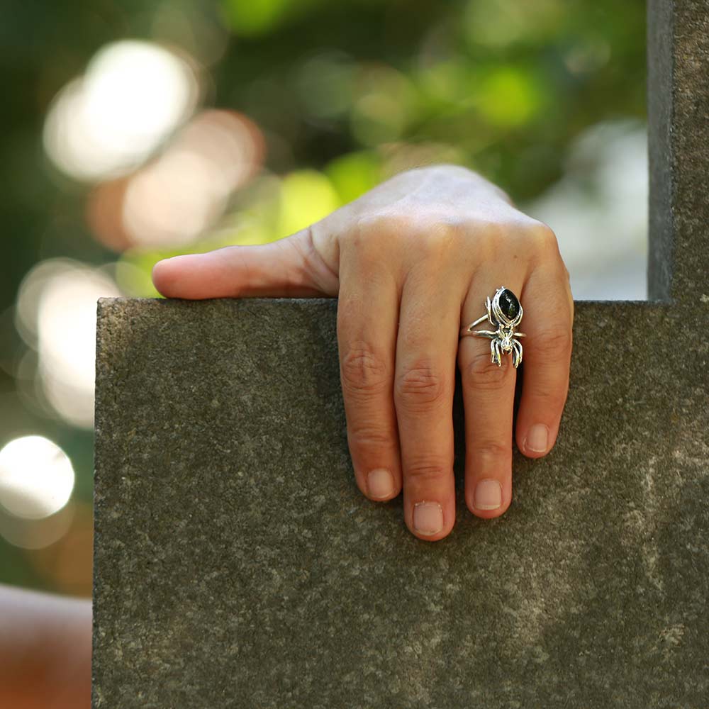 Spinnen Ring Sterlingsilber Damen Giftring ausgefallener Gothic Schmuck
