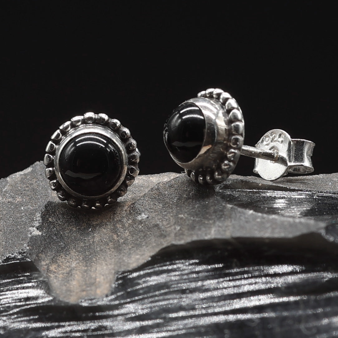 Feine schwatze Ohrringe Damen Ohrstecker mit Onax