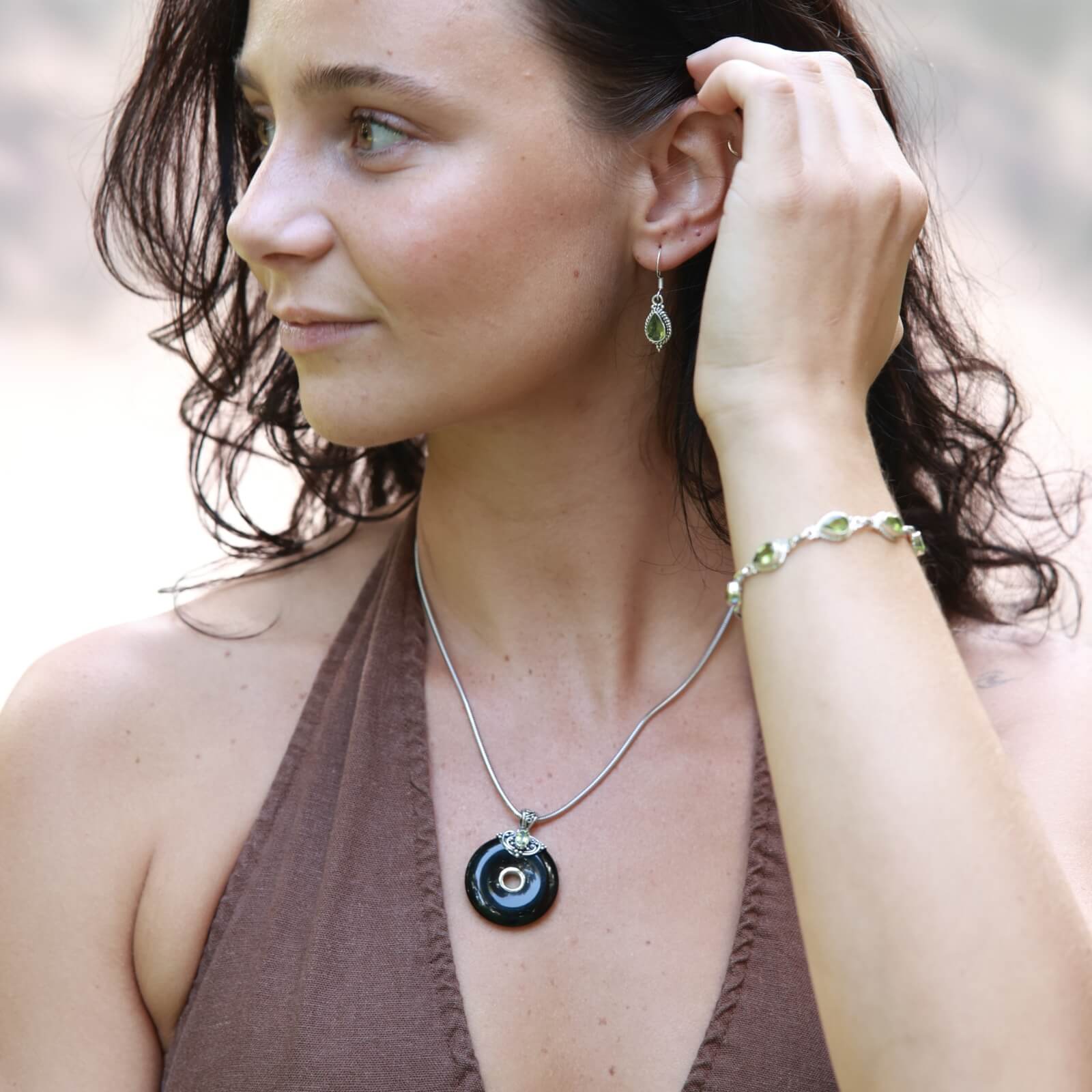 Peridot 925 Silber Schmuck Echte Edelsteine mit hochwertigem Schliff