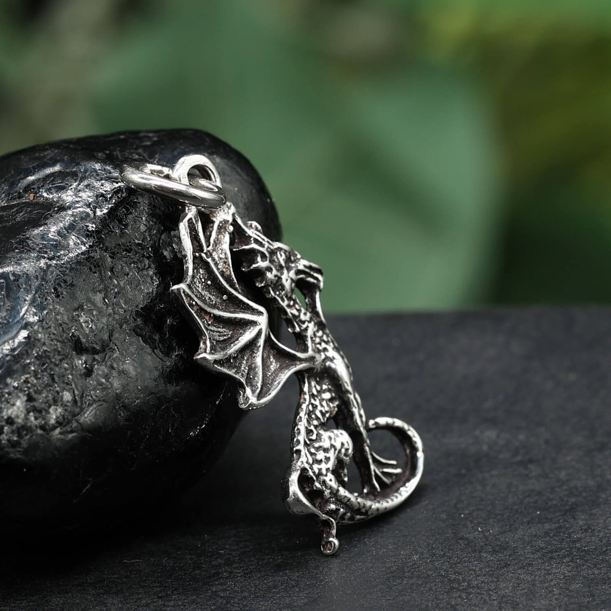 Drachen Silberschmuck feiner Anhänger an Kette Silber