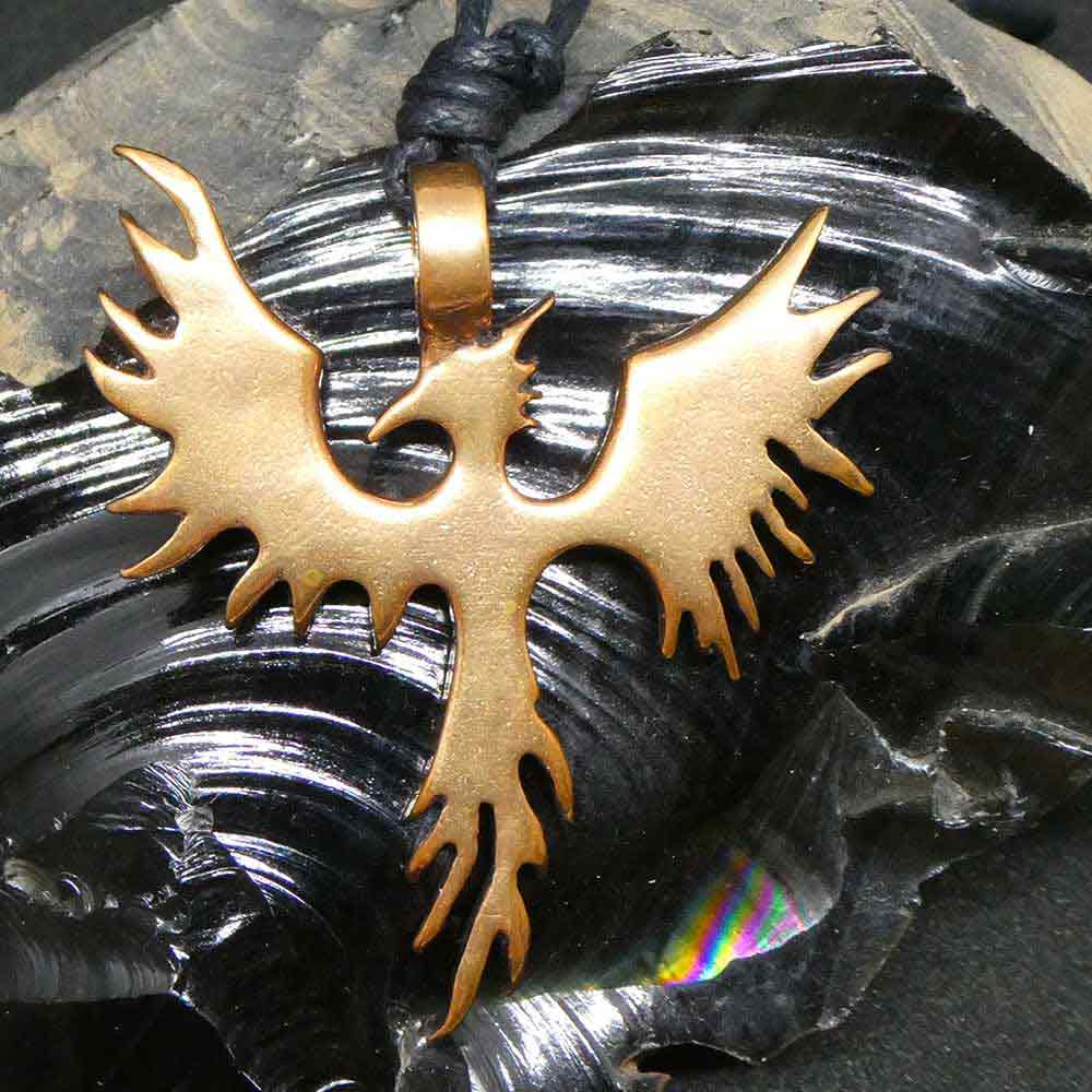 Phoenix Halskette Bronze Feuervogel Larp Biker Schmuck