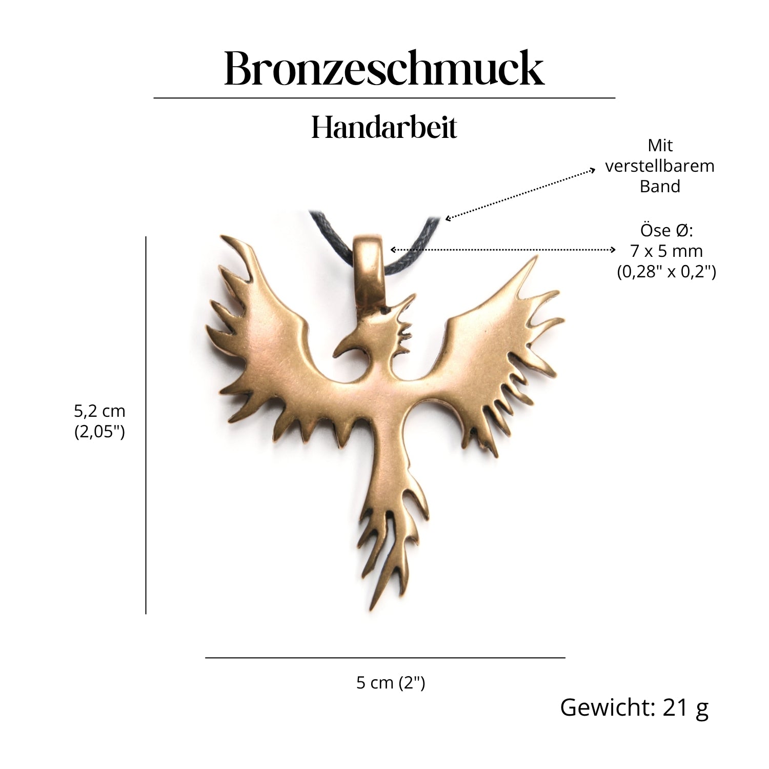 Phoenix Halskette Bronze Schmuck Gothic Anhänger