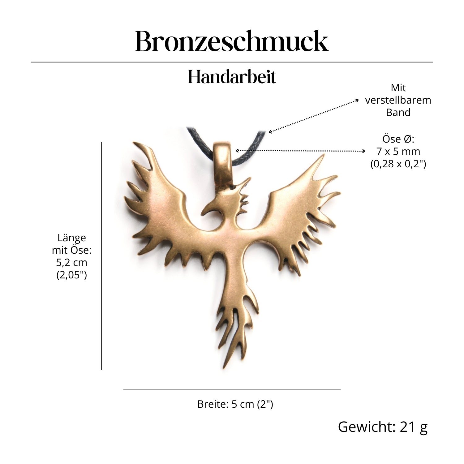 Phoenix Halskette Bronze Schmuck Gothic Anhänger