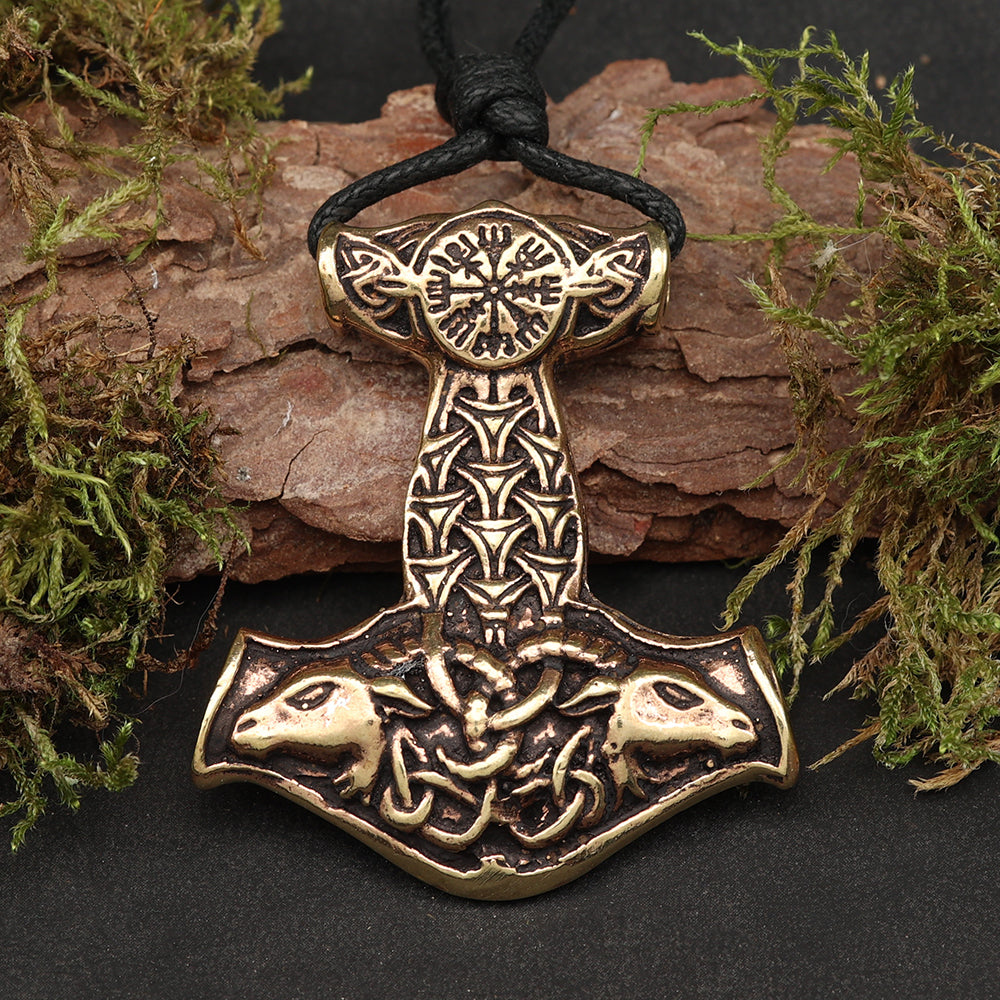 Thorshammer Anhänger hochwertige Bronzen Halskette Geschenk Mittelalter Fashion Festival