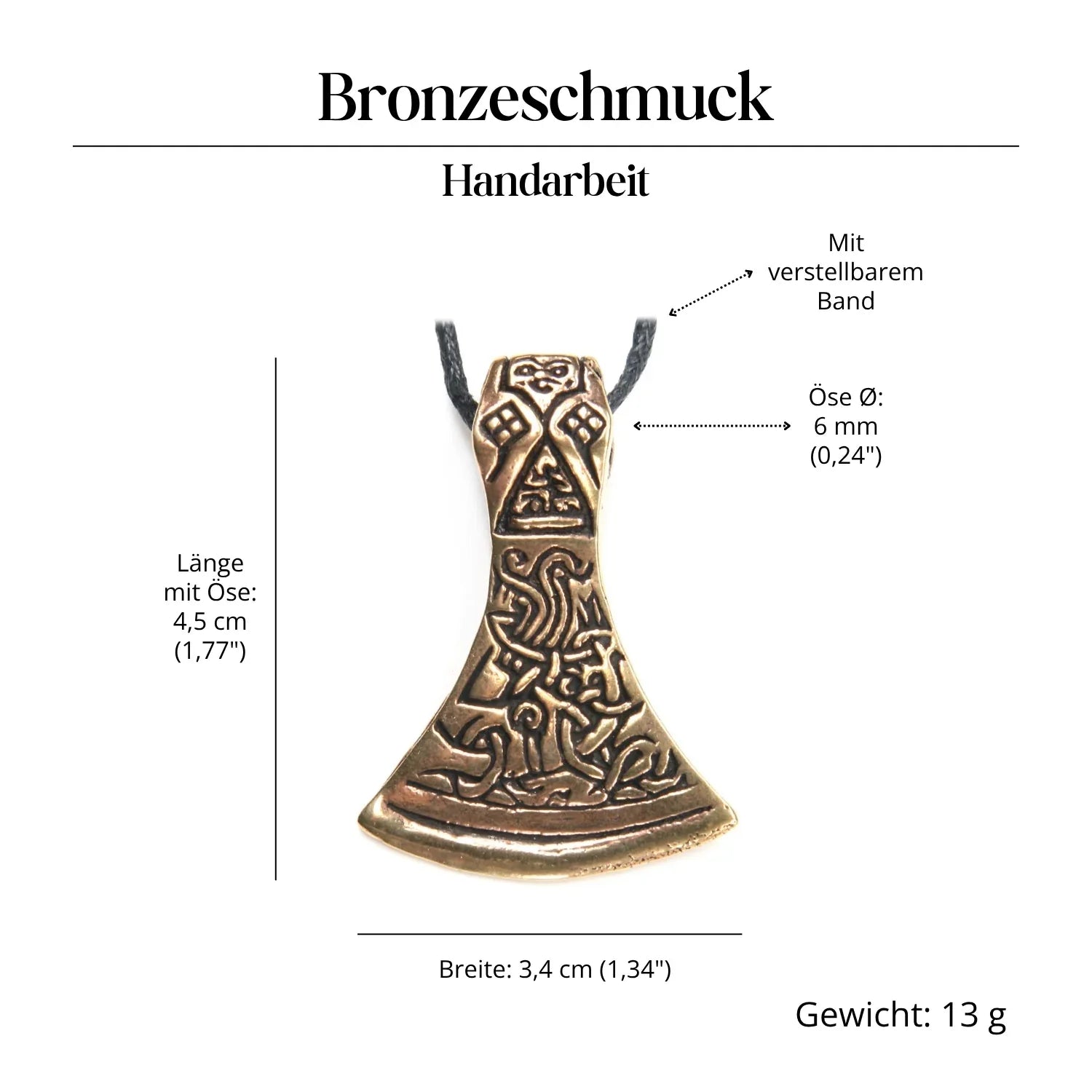 Mammenaxt Halskette goldfarben Anhänger Schmuck Symbolik