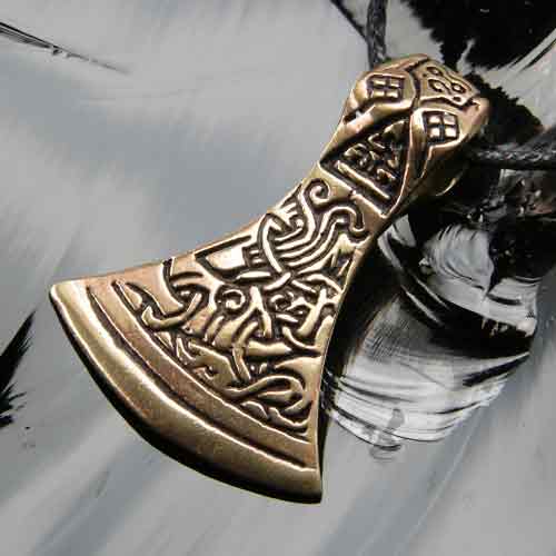 Wikinger Axt Anhänger Halskette Bronze Schmuck