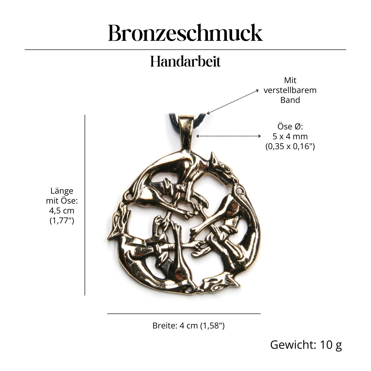 Die Hatz Halskette Schmuck Anhänger Bronze