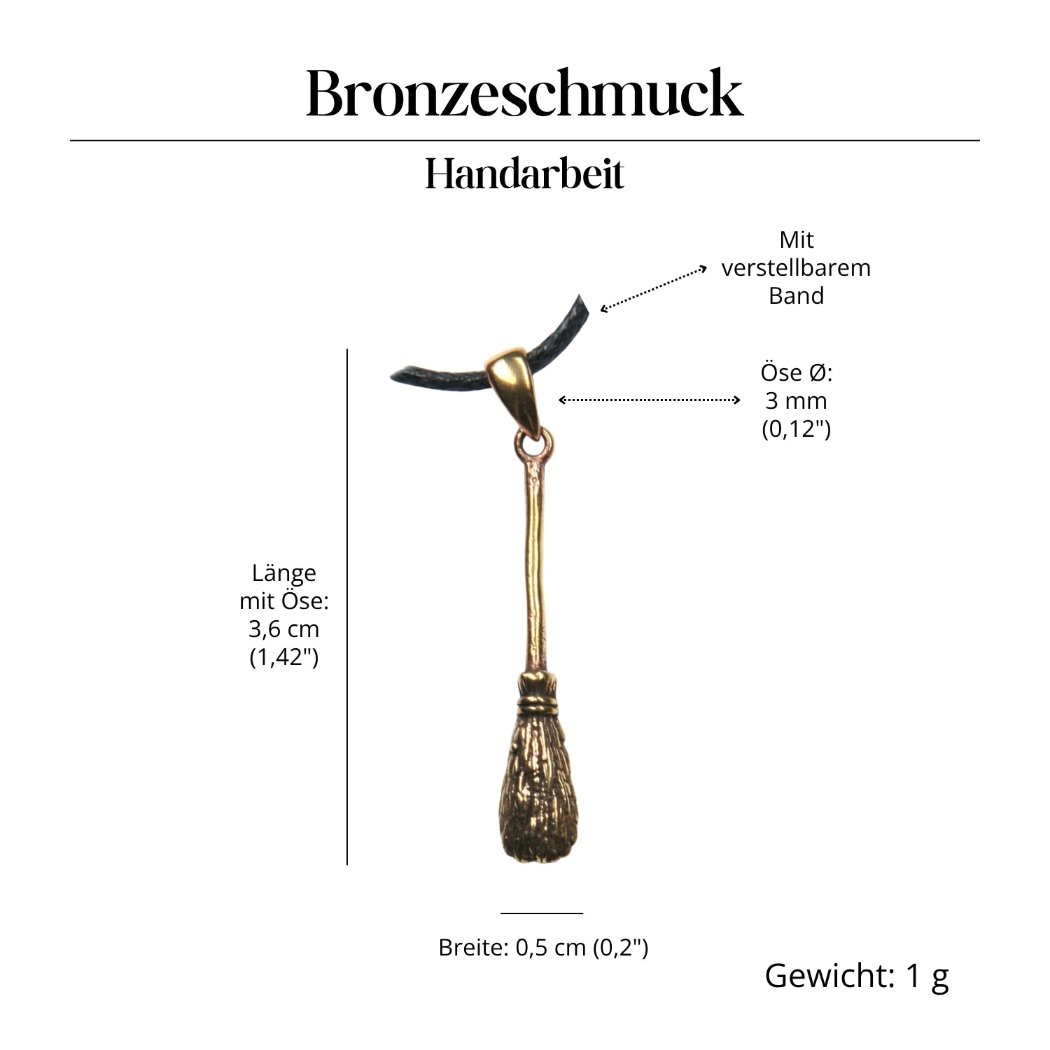 Besen Halskette goldfarben Anhänger Schmuck Symbolik Wicca