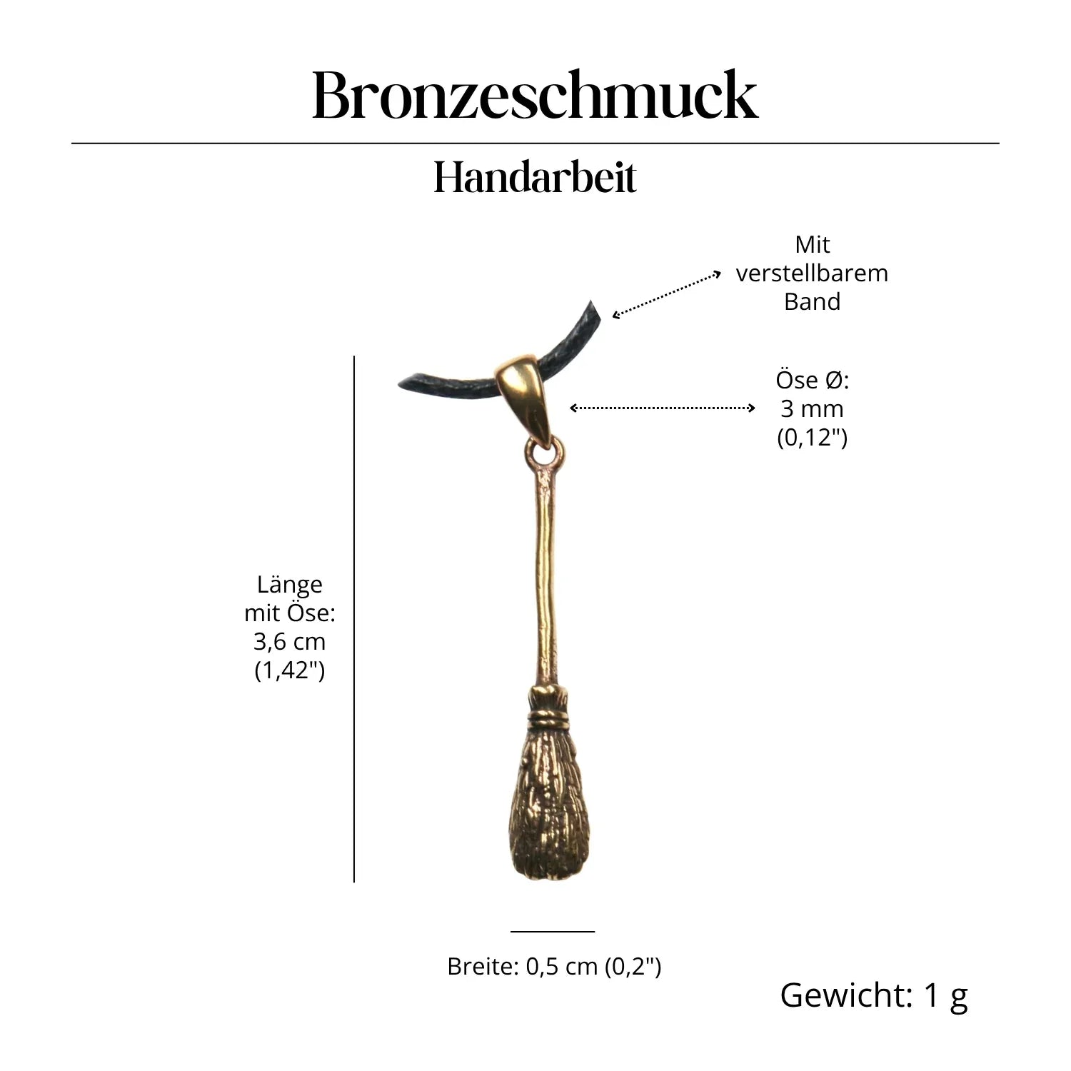 Besen Halskette goldfarben Anhänger Schmuck Symbolik Wicca