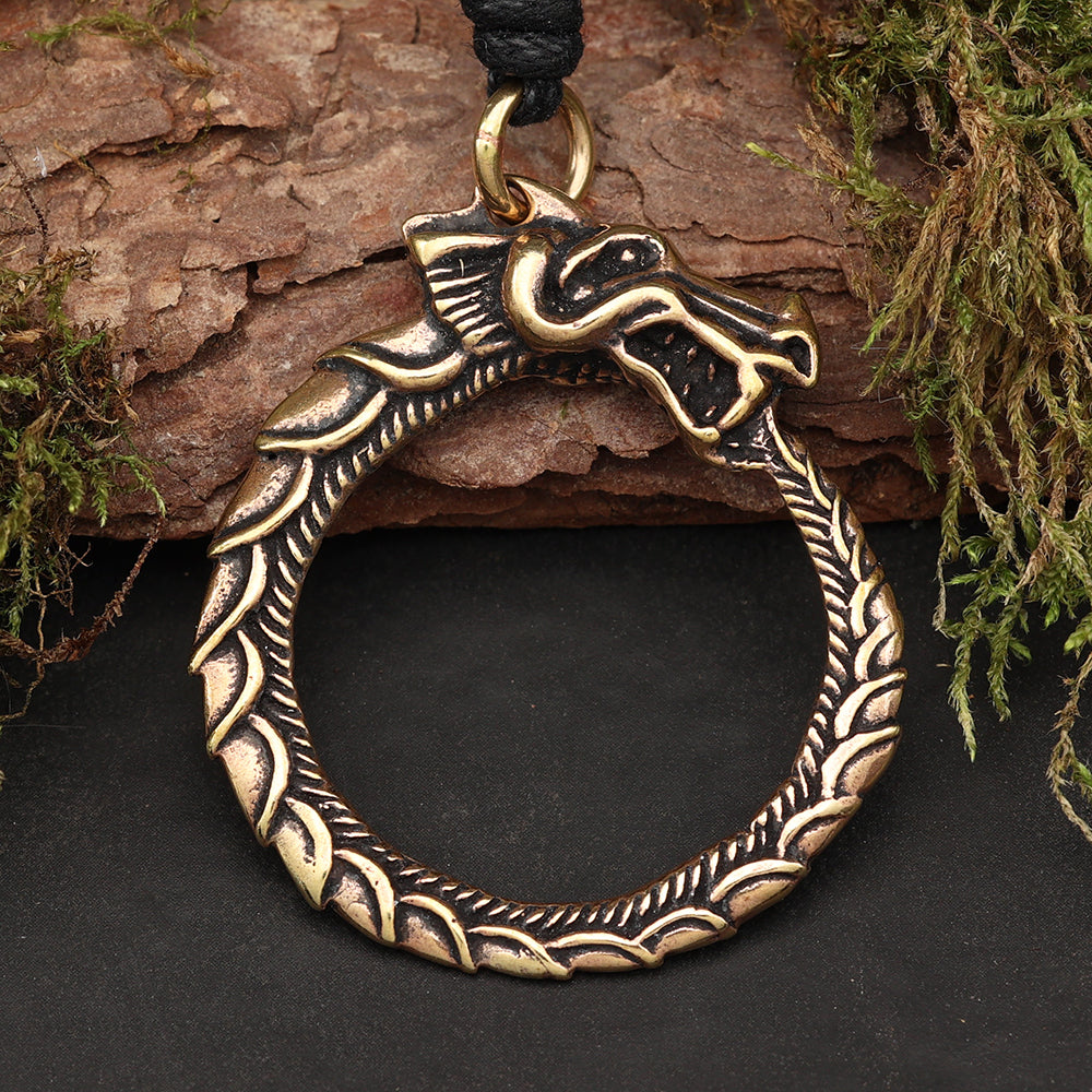 Midgard Schlange Anhänger hochwertige Bronzen Halskette Geschenk Mittelalter Fashion Festival