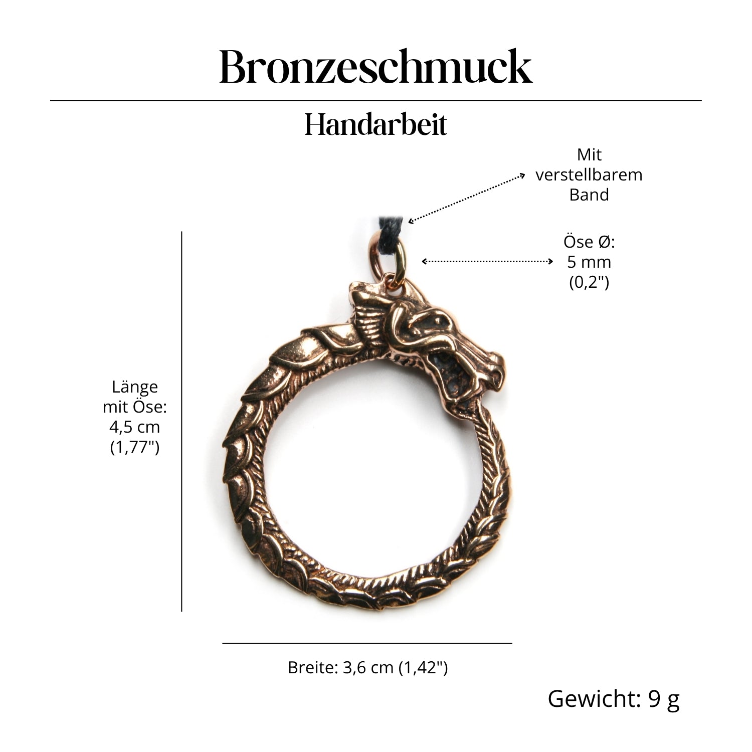 Midgardschlange Halskette goldfarben Anhänger Schmuck Symbolik