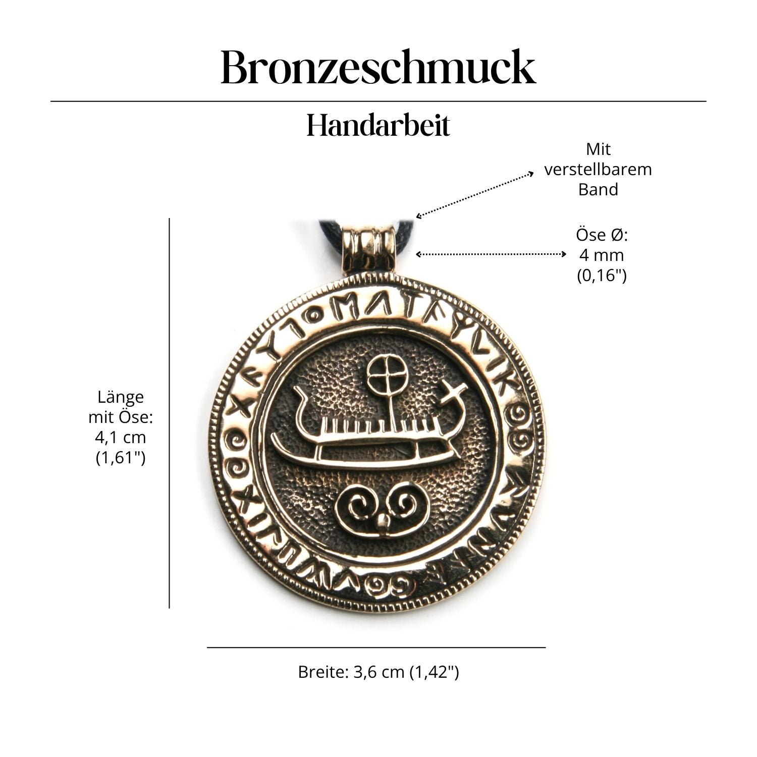 Viking boat jewelry pendant sun ship with runes