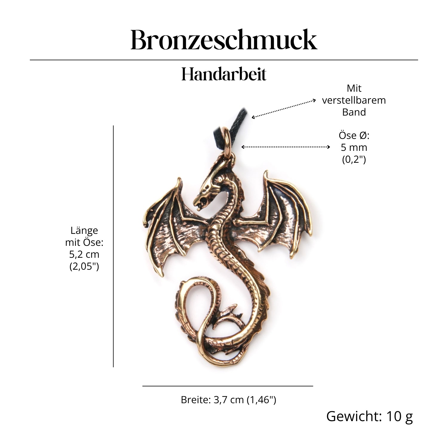 Drache Halskette goldfarben Anhänger Schmuck Symbolik Stärke