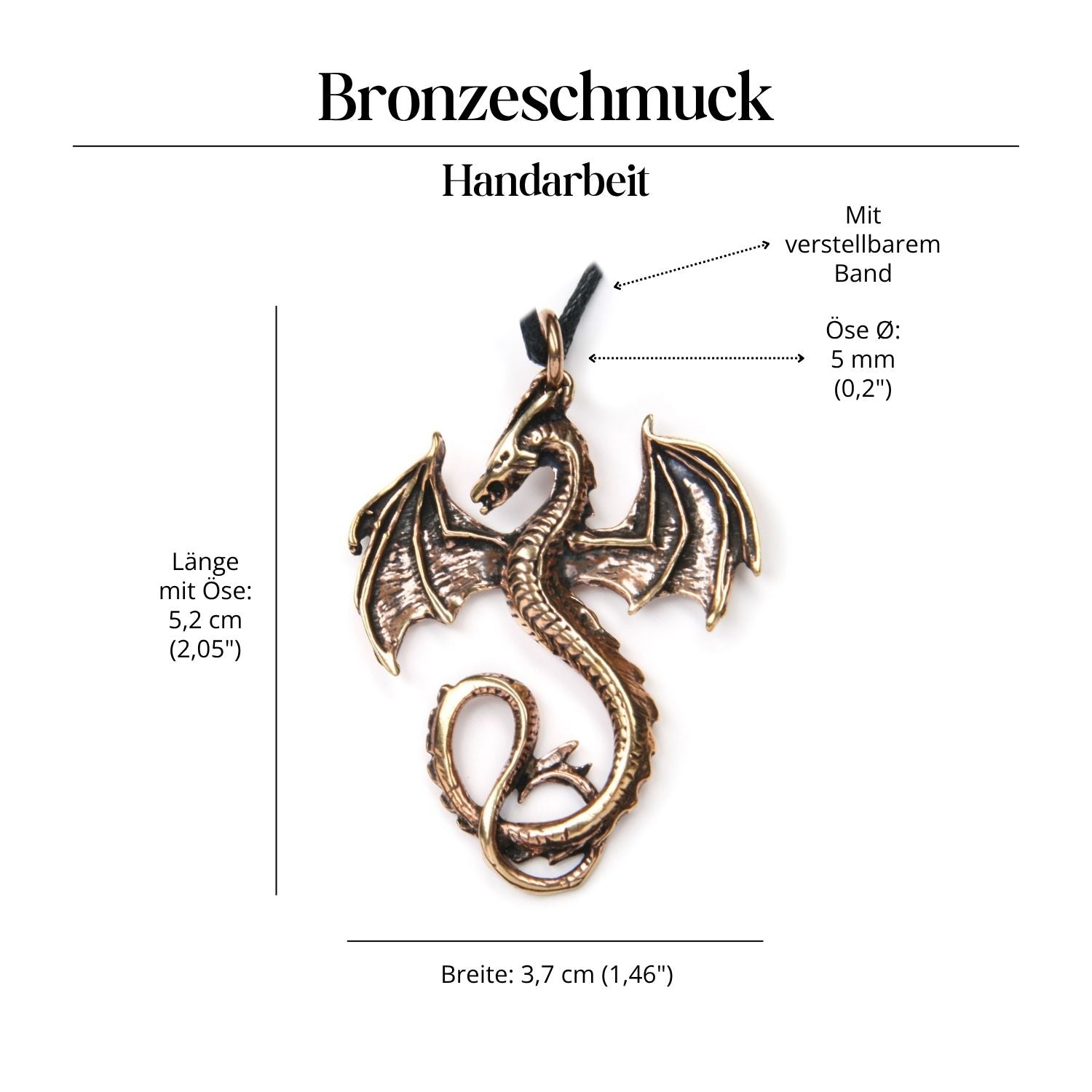 Dragon Bronze Pendant Jewelry Necklace Silver Dragon
