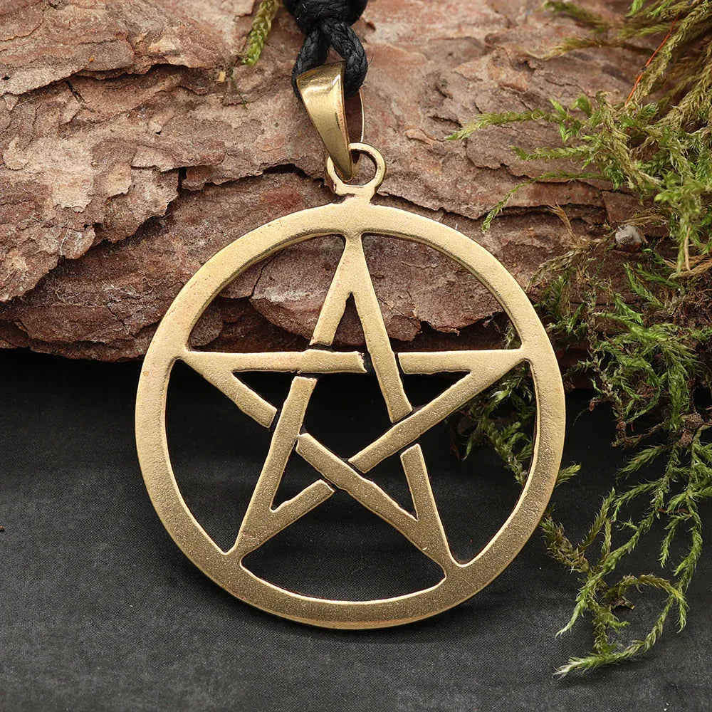 Pentagramm Anhänger Schmuck Bronze Wicca Kettenanhänger gold