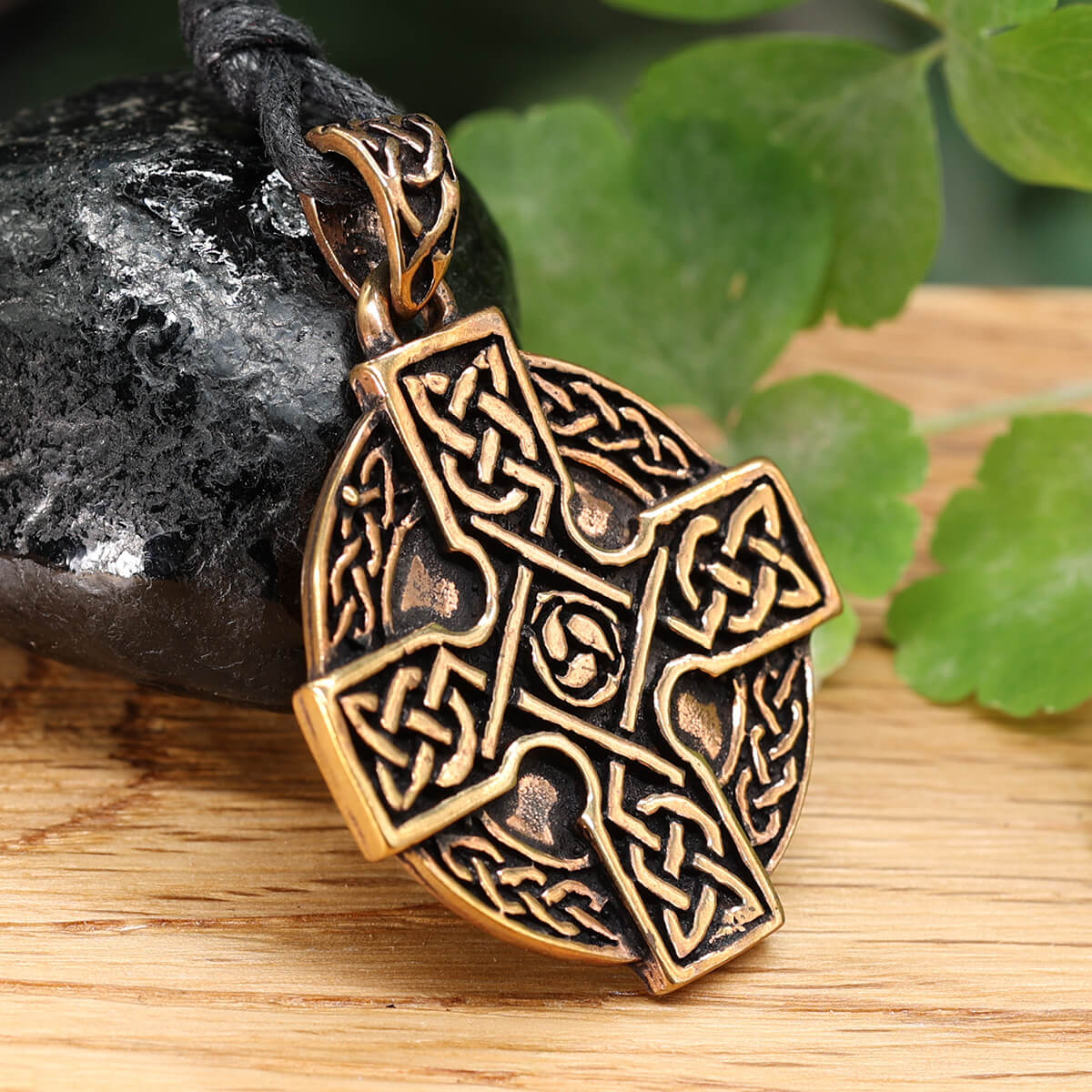Keltenkreuz Halskette Bronze Anhänger Handarbeit Amulett