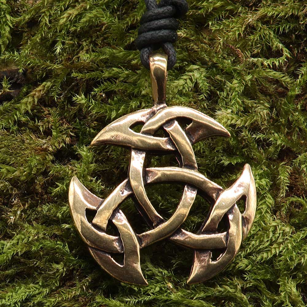 Kelten Anhänger Kette Bronze Mittelalter Schmuck offene Dreifalt