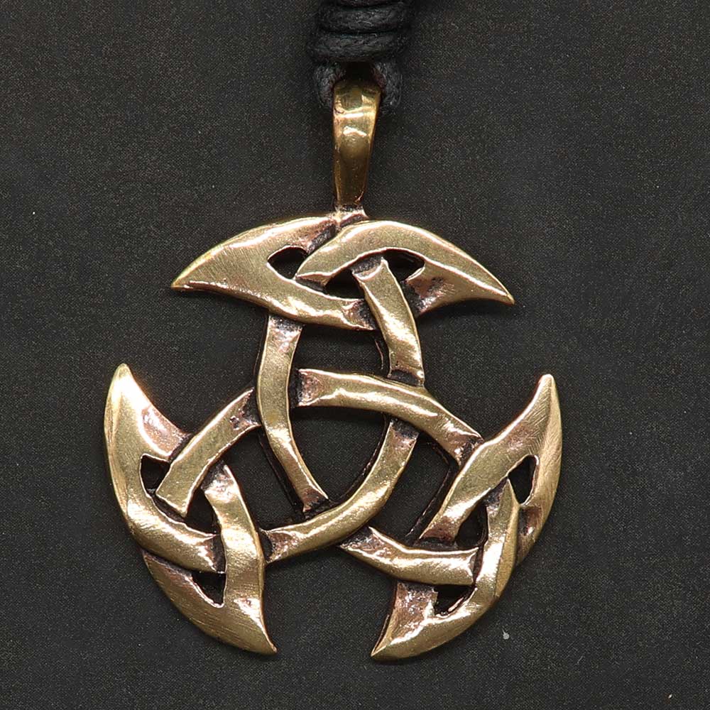 Keltischer Schmuck Bronze Mittelalter offene Dreifalt durchwobener Kettenanhänger
