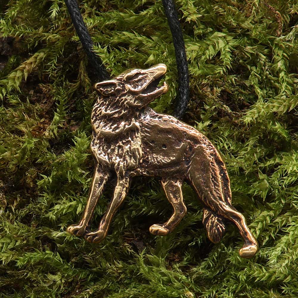 Wolf Anhänger Kette Bronze Mittelalter Schmuck