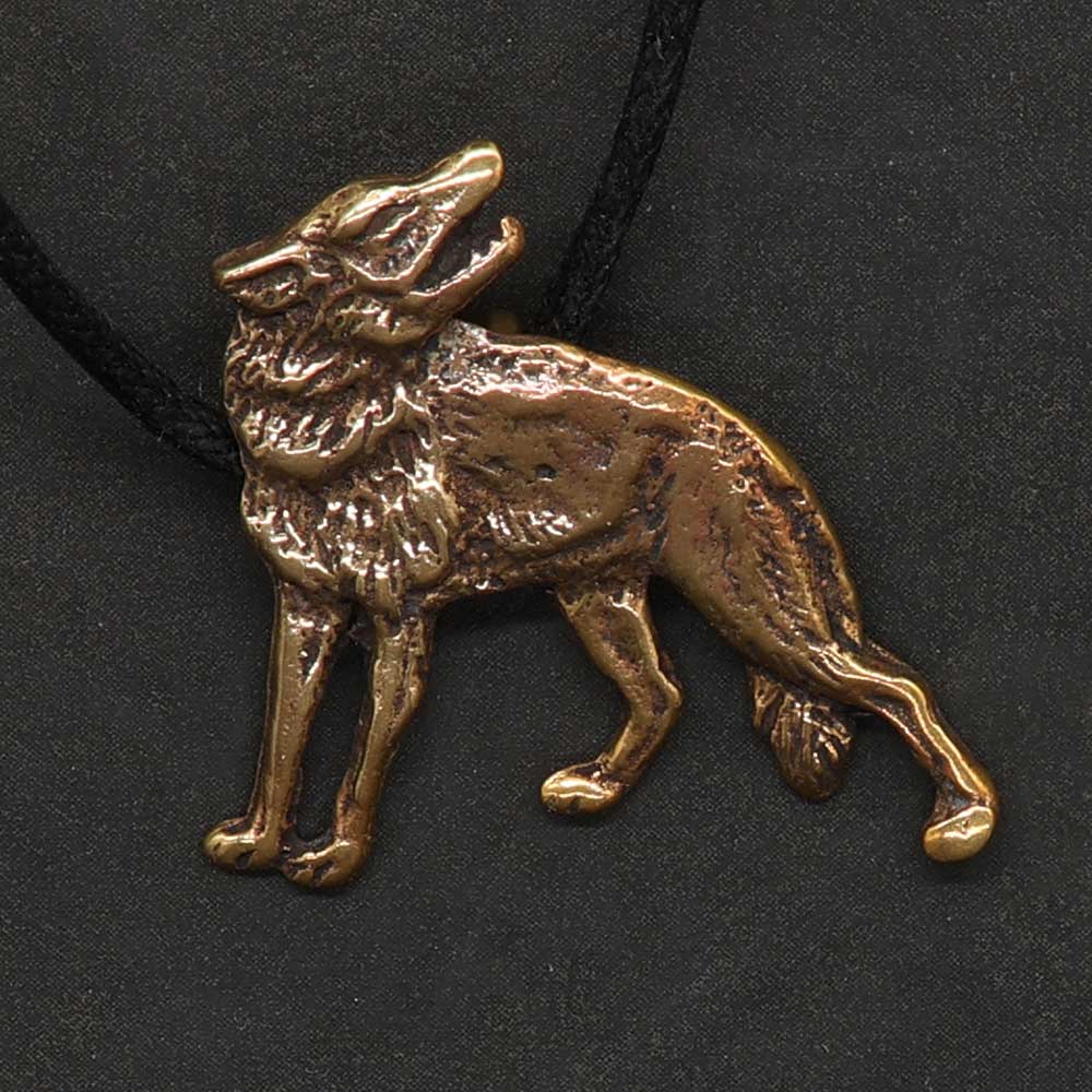 Wolf Kette Anhänger Bronze Schmuck