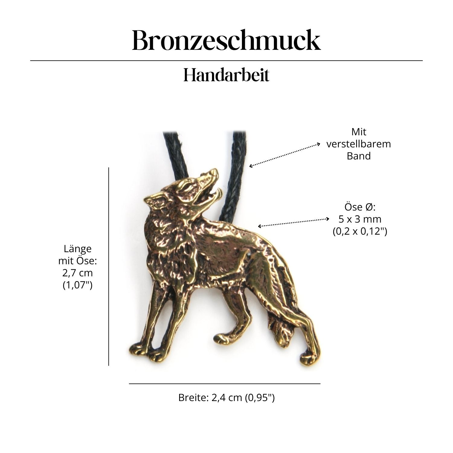 Wolf Pendant Necklace Jewelry Bronze