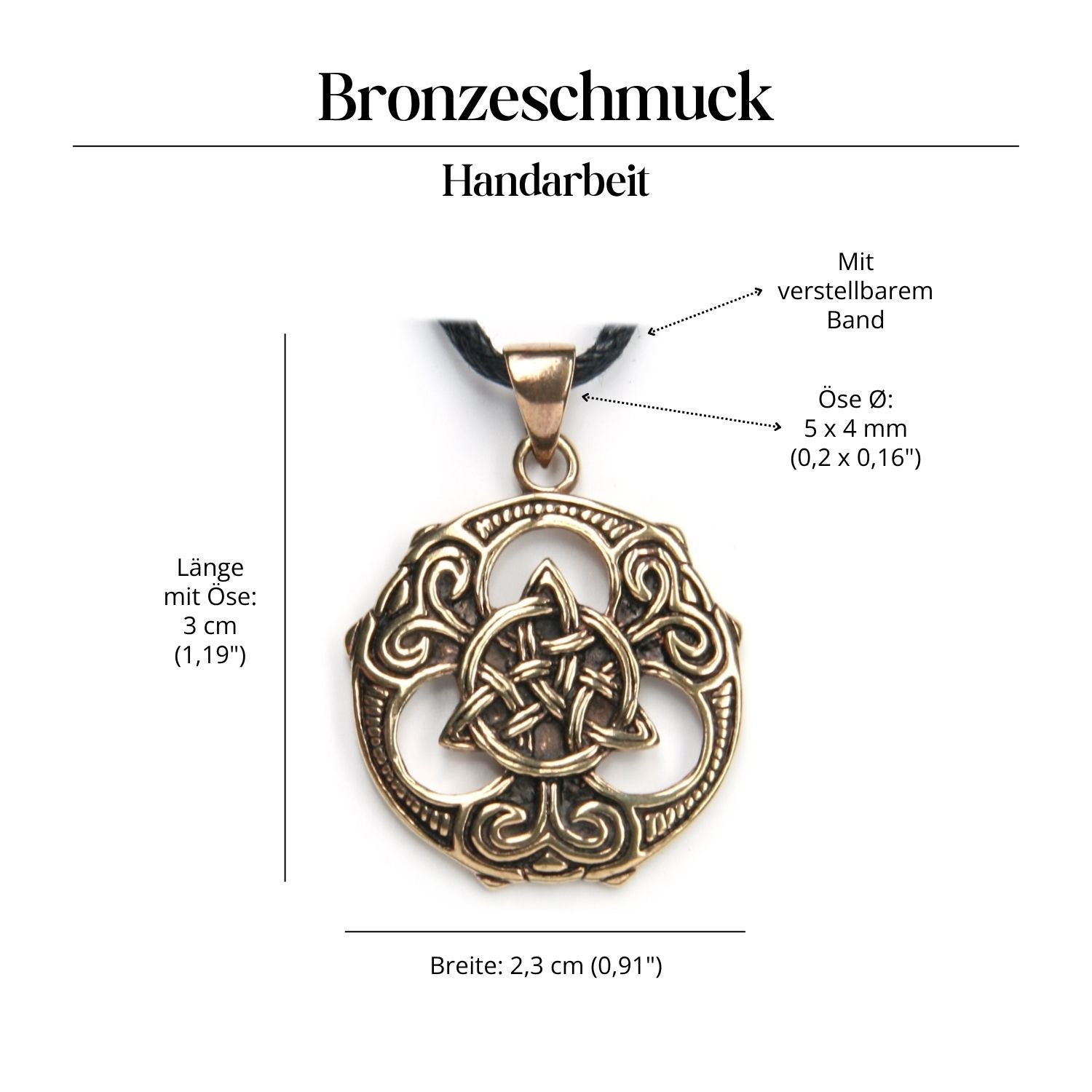 Keltische Kette Schmuck Tri Shild Bronze Anhänger
