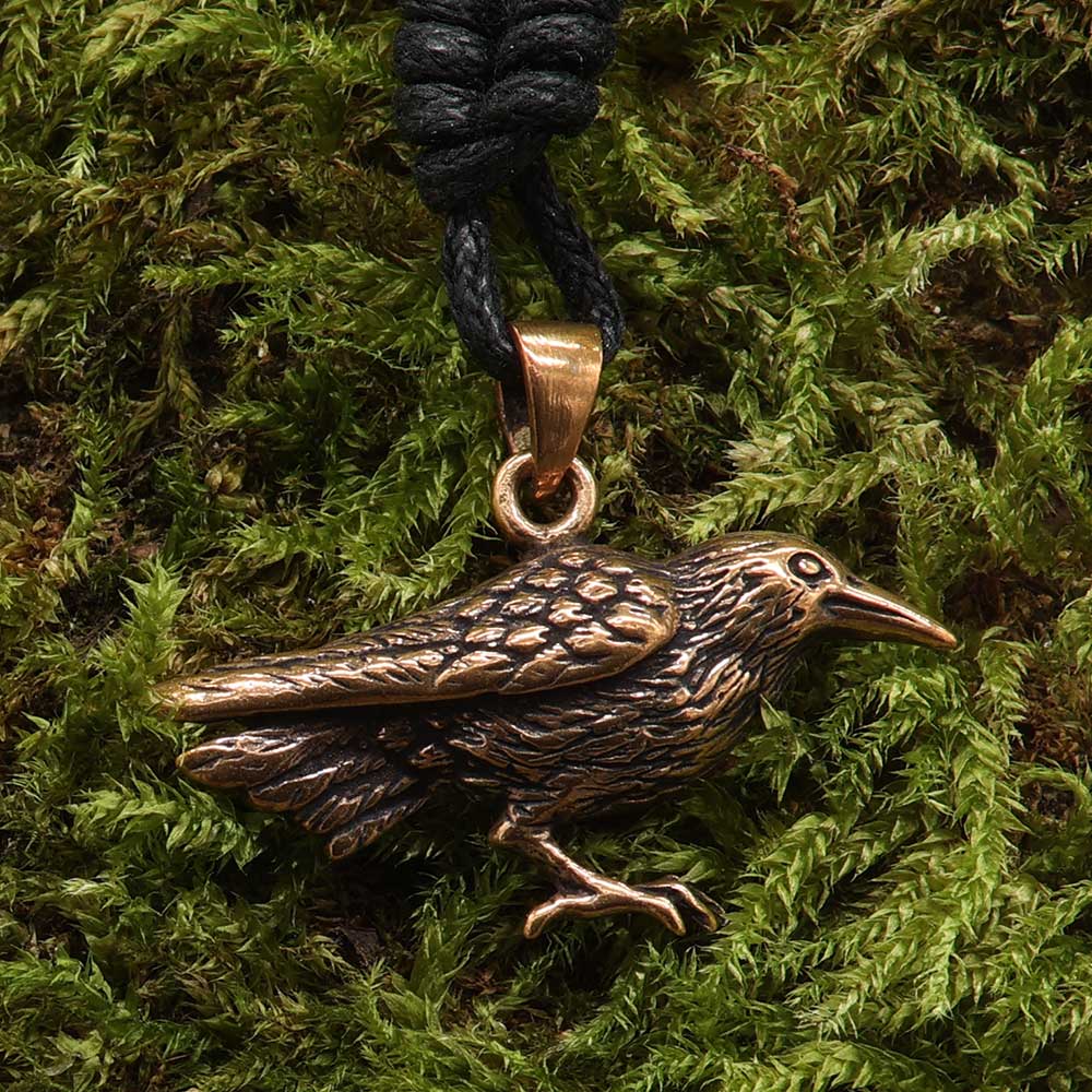 Rabe Anhänger Kette Bronze Mittelalter Schmuck