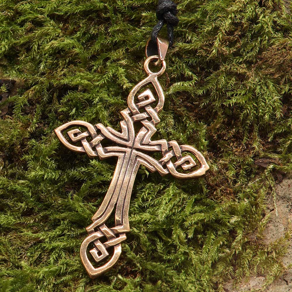 Keltenkreuz Anhänger Kette Bronze Mittelalter Schmuck