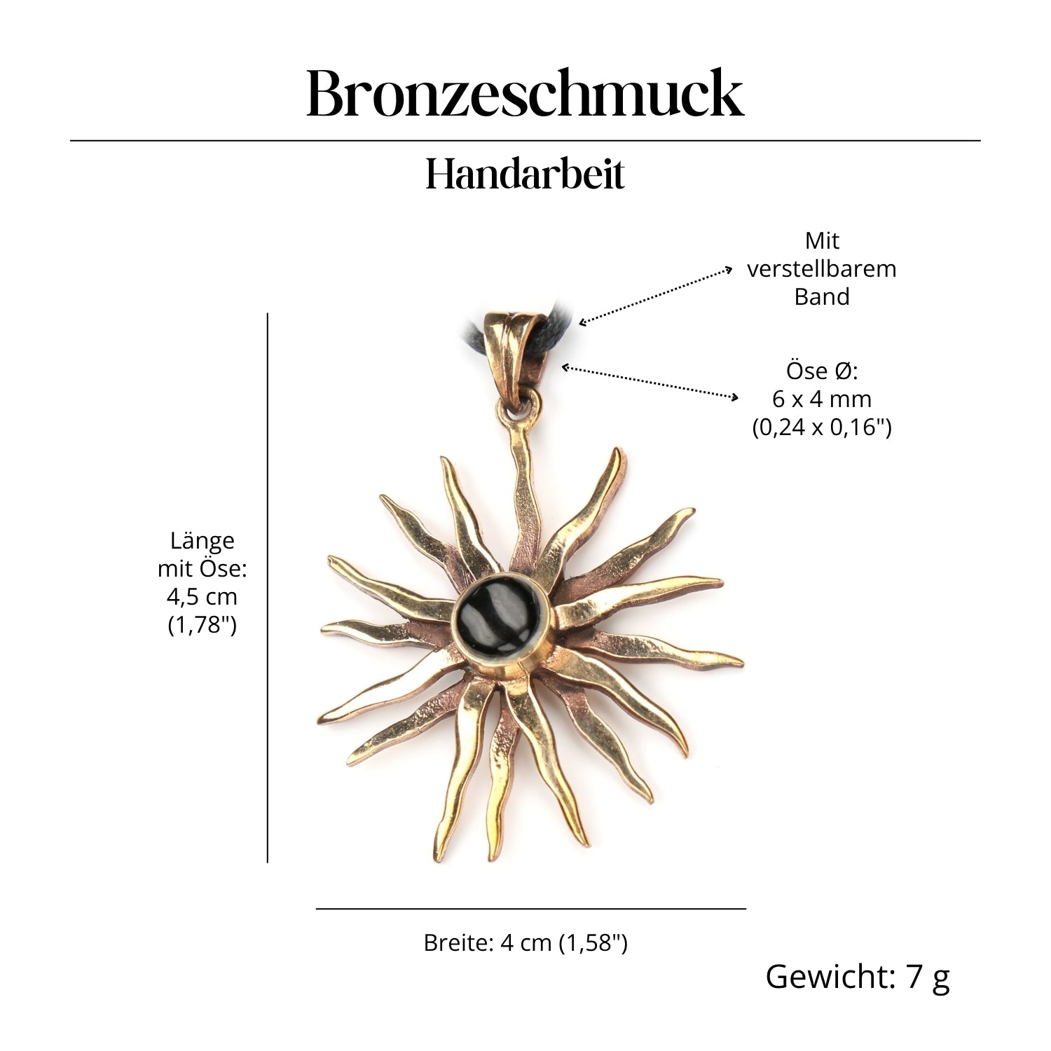 Sonne Onyx Schmuck Bronze Anhänger