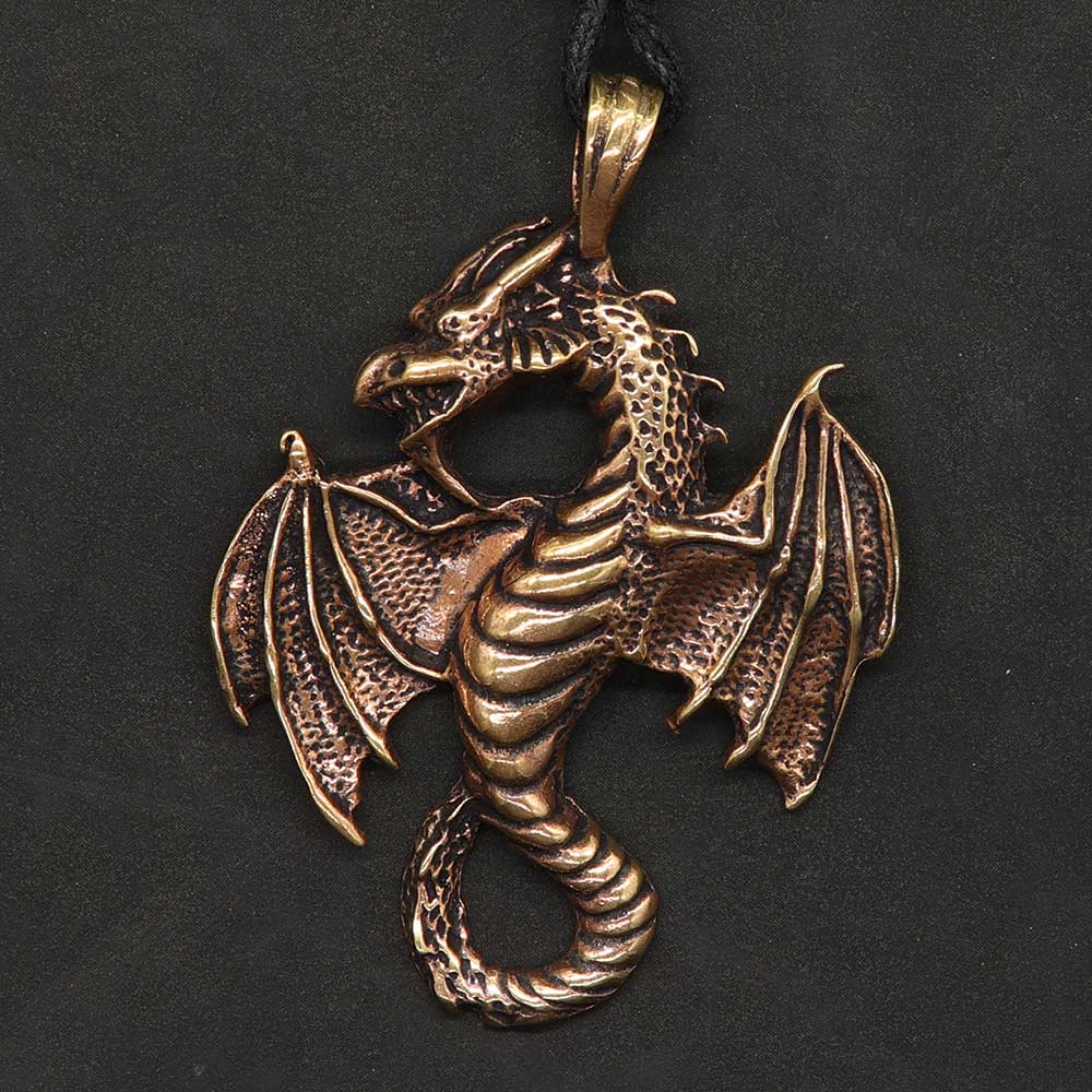 Drache Anhänger Kette Bronze Mittelalter Schmuck Larp Fantasy