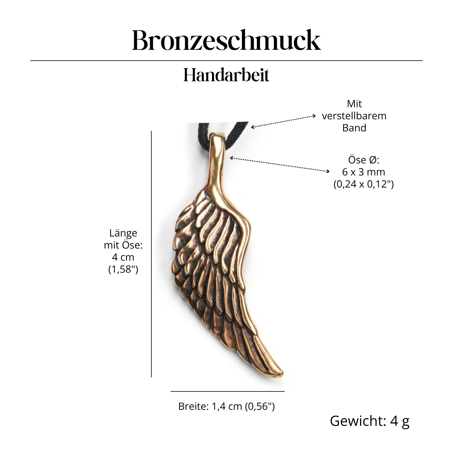 Flügel Anhänger Beschützer Schmuck Bronze Kette