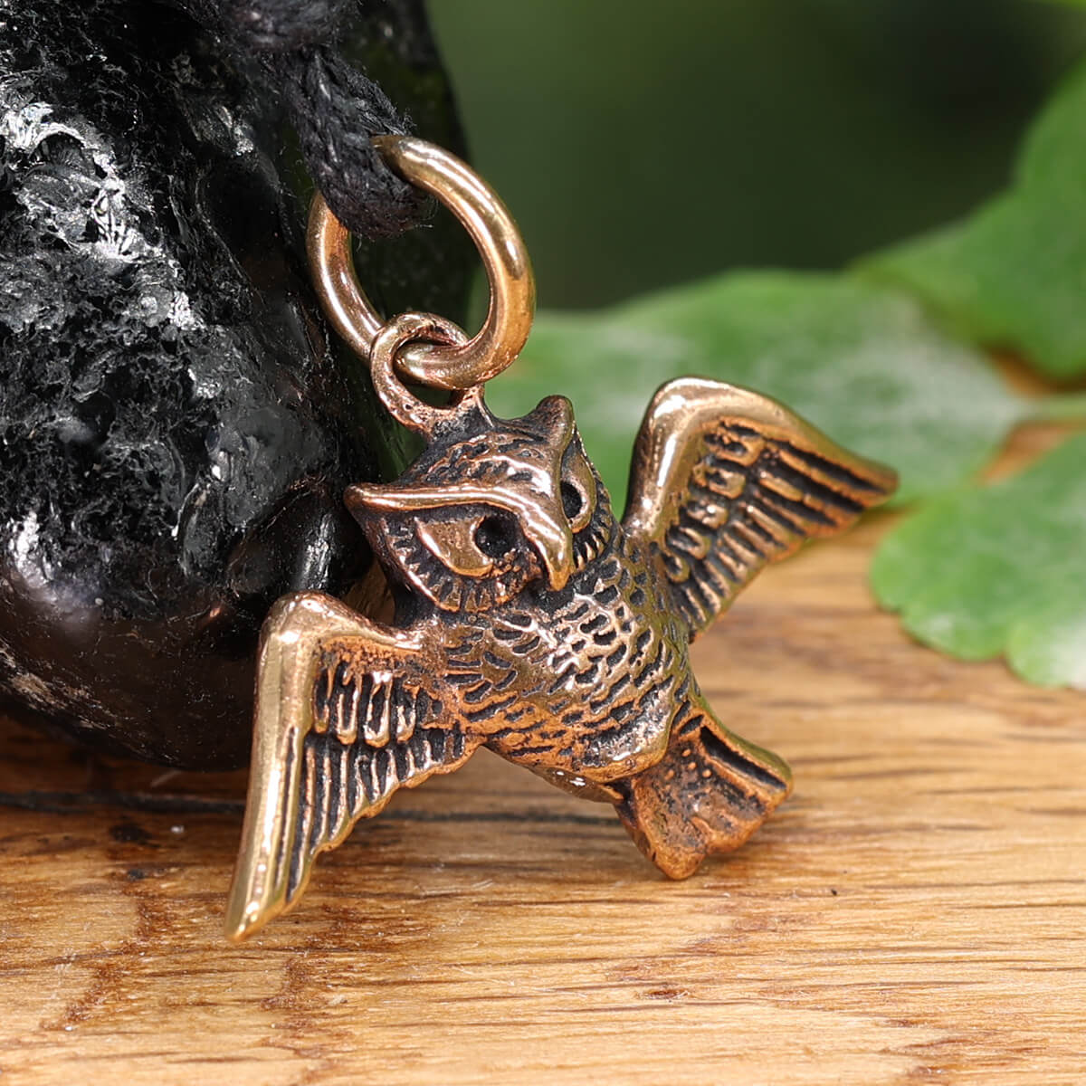 Eule Halskette Bronze Anhänger Handarbeit