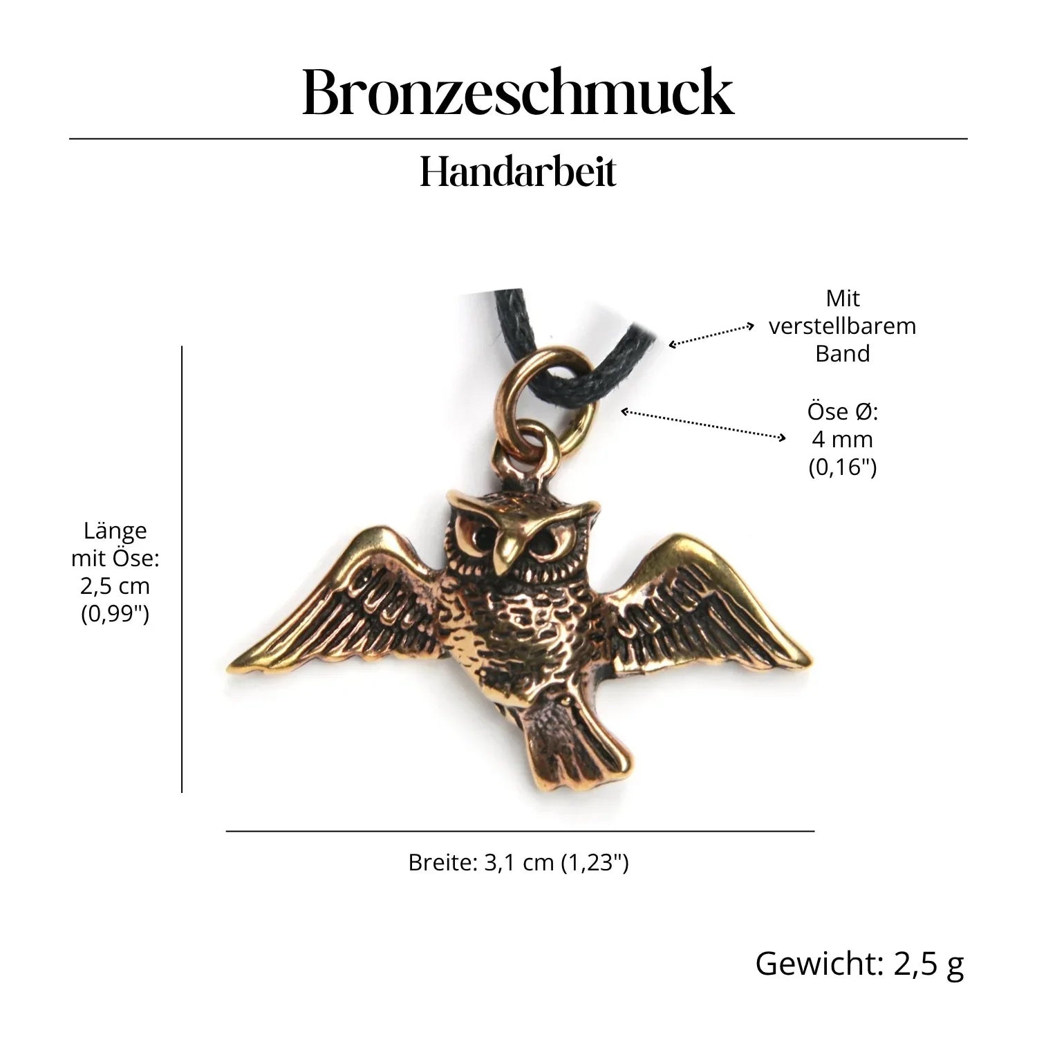 Eule Amulett Schmuck Halskette Bronze