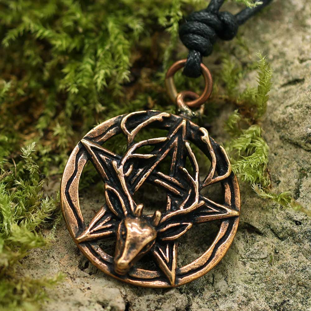 Pentagramm mit Hirsch Bronze Schmuck Anhänger