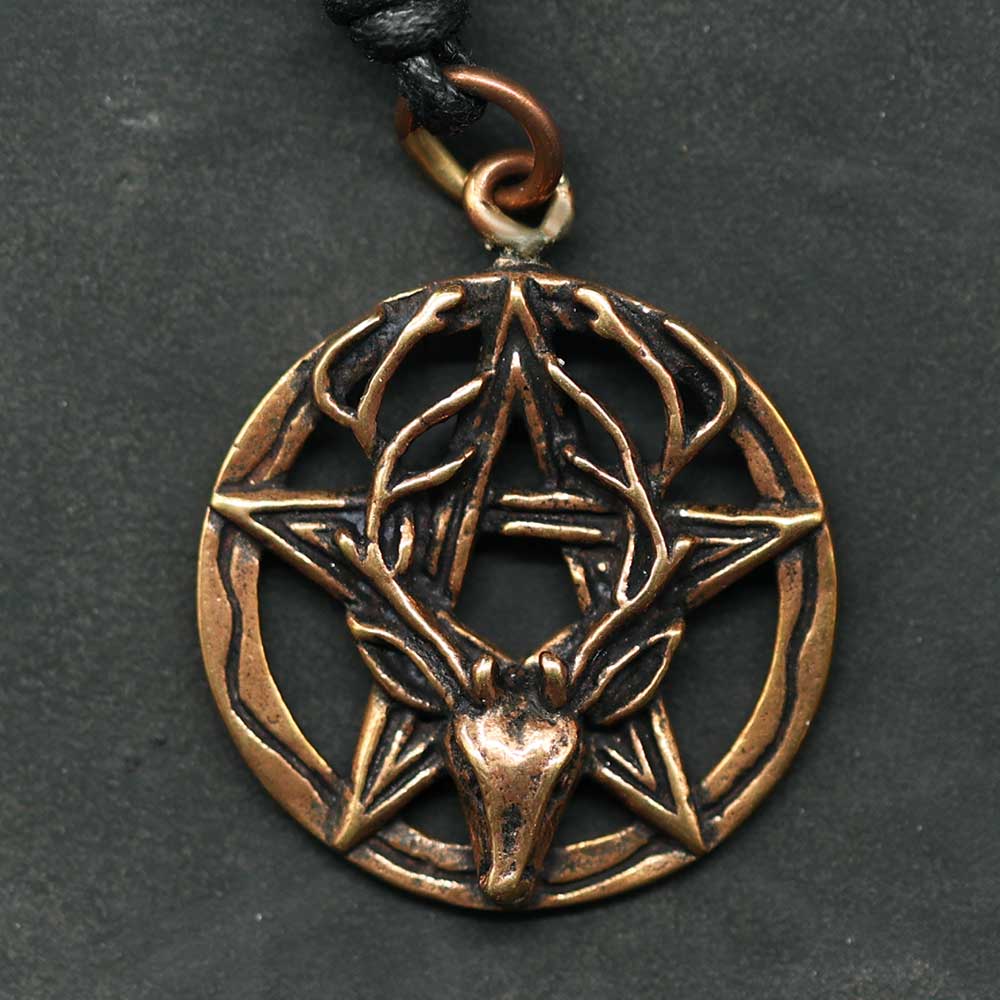 Hirsch Pentagramm Anhänger Schmuck Bronze Mittelalter Keltisch