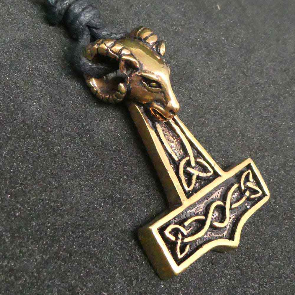 Thorshammer Schmuck Bronze gehörnter