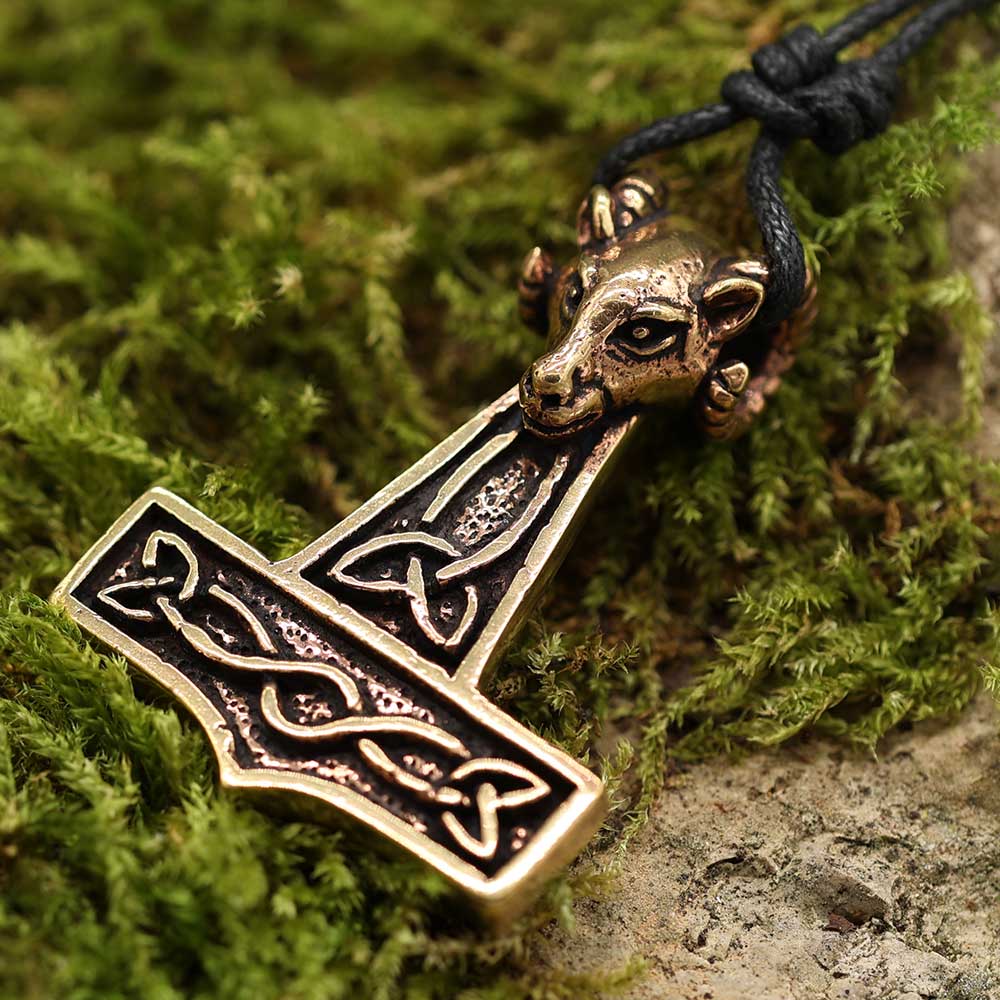 Thors Hammer Wikinger Anhänger groß massiv Bronze
