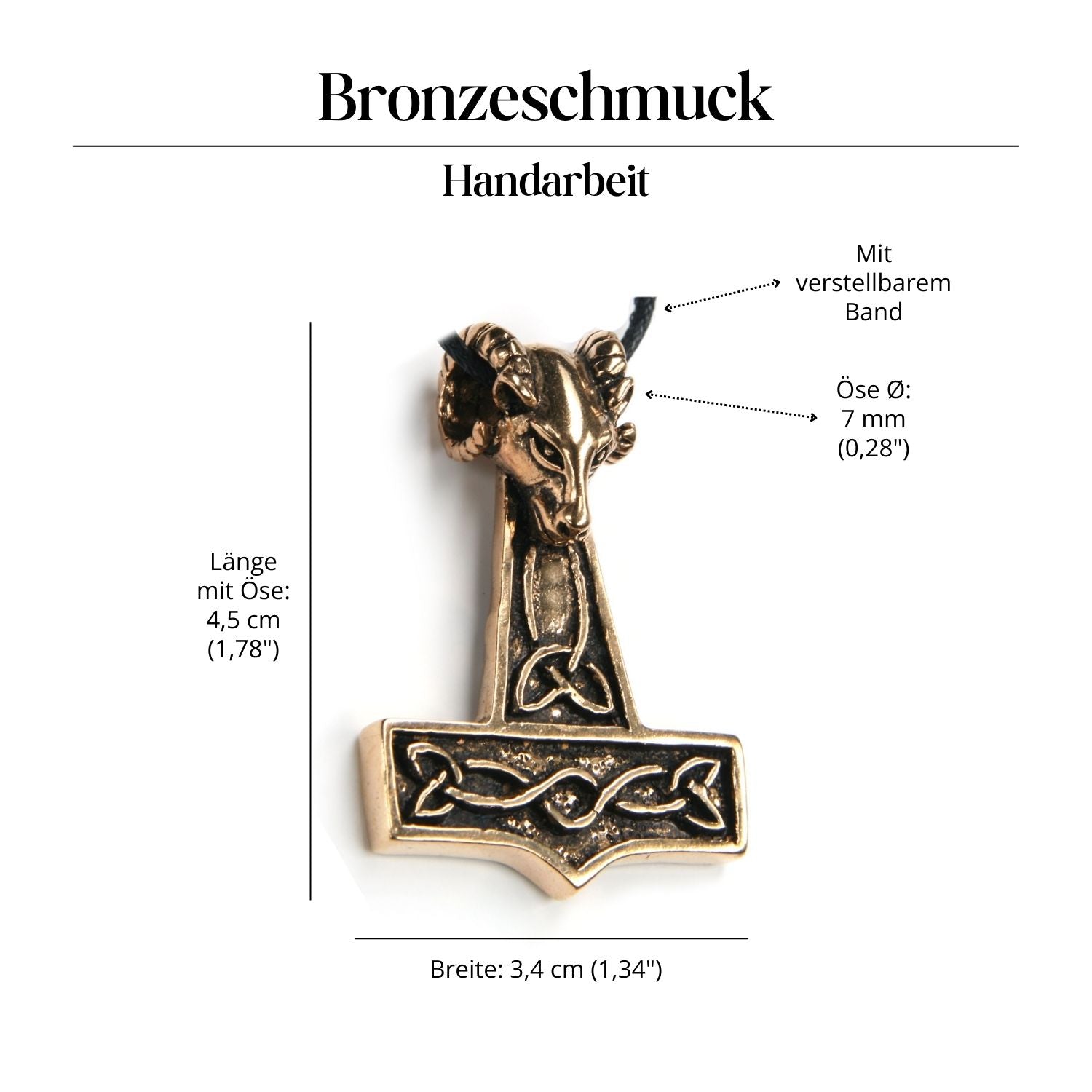 Gehörnter Wikinger Halskette Schmuck Anhänger Bronze Amulett