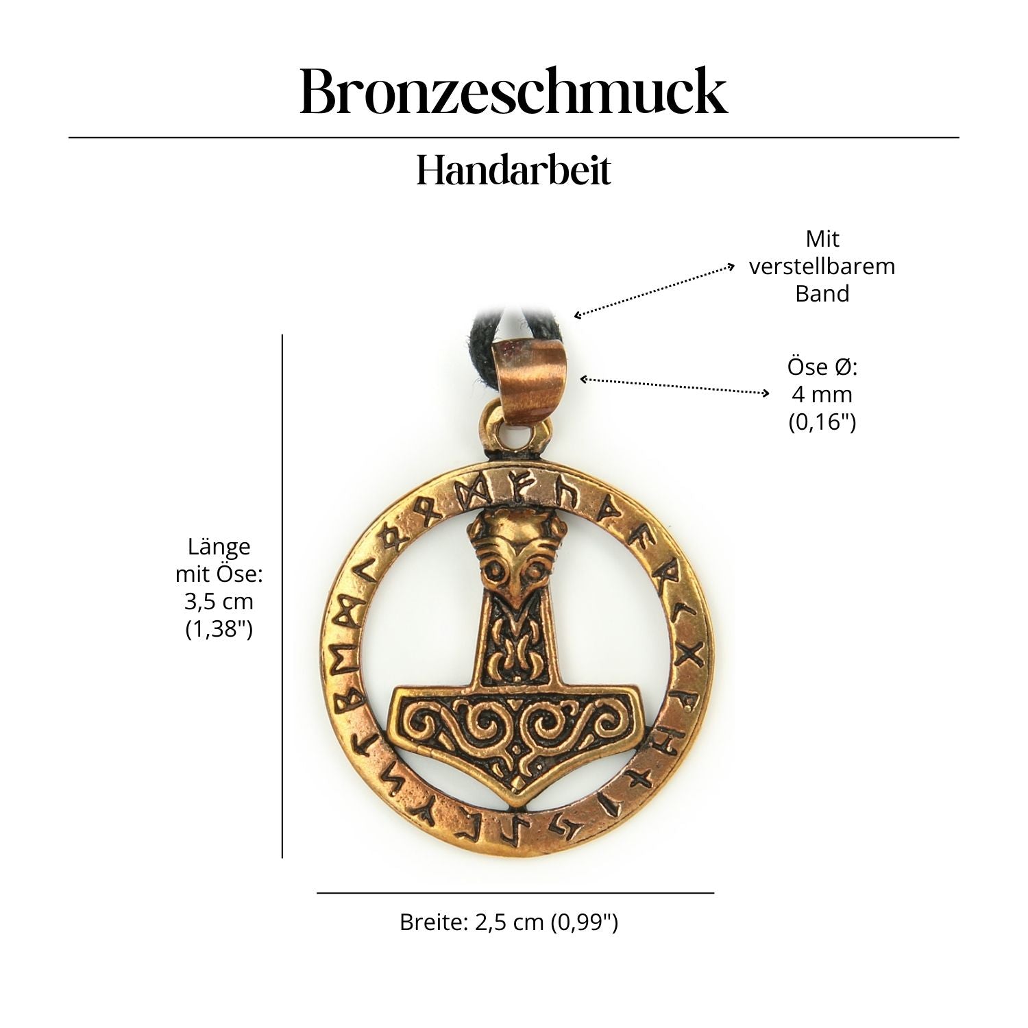 Runen Thorshammer Halskette Schmuck Anhänger Bronze Amulett