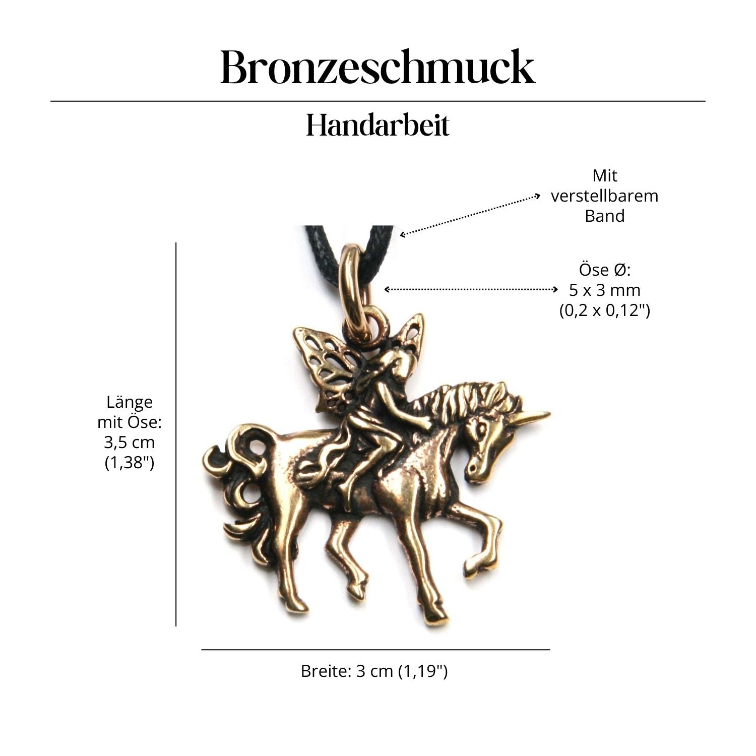Einhorn Halskette Schmuck Anhänger Bronze Amulett
