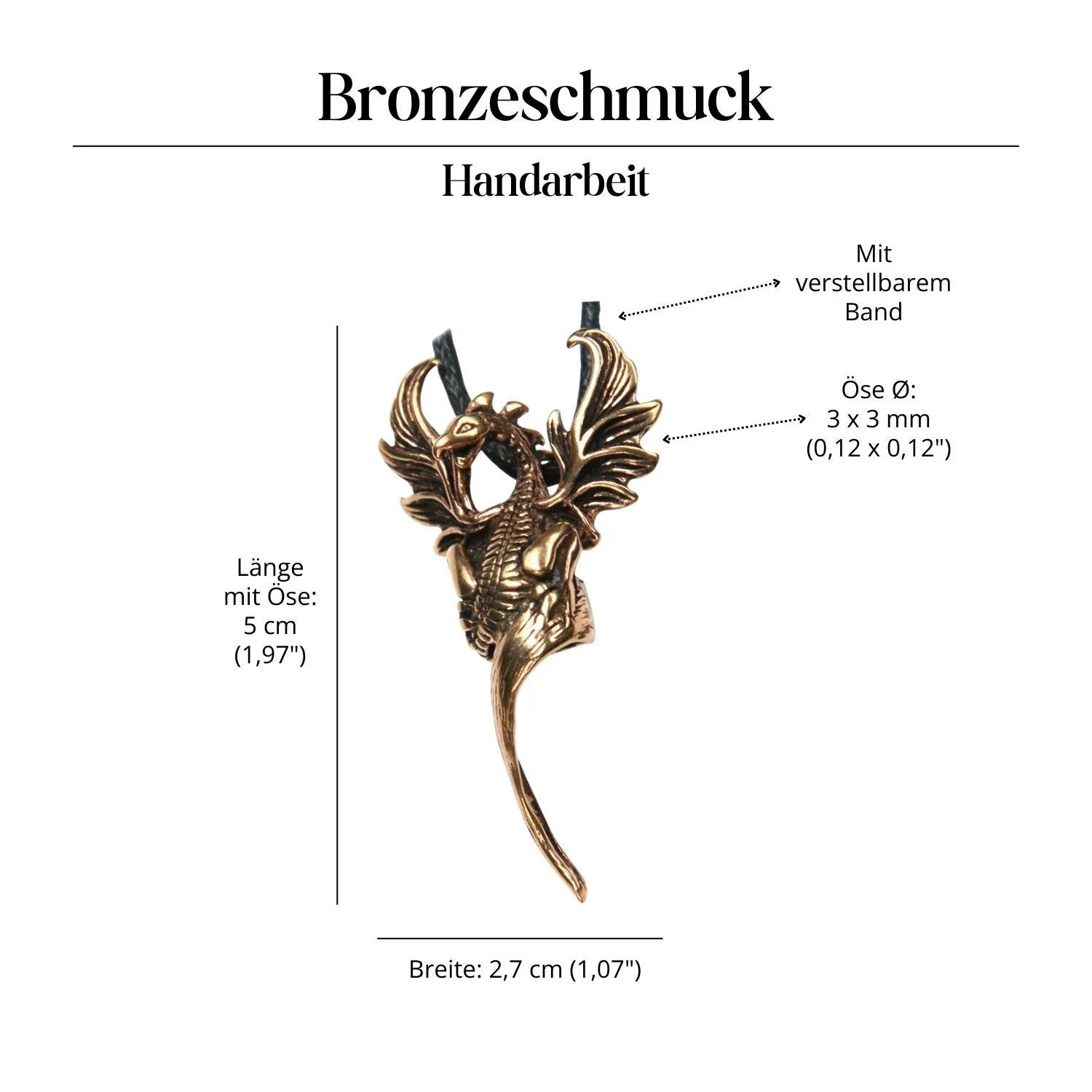 Phoenix Halskette Schmuck Anhänger Bronze Amulett