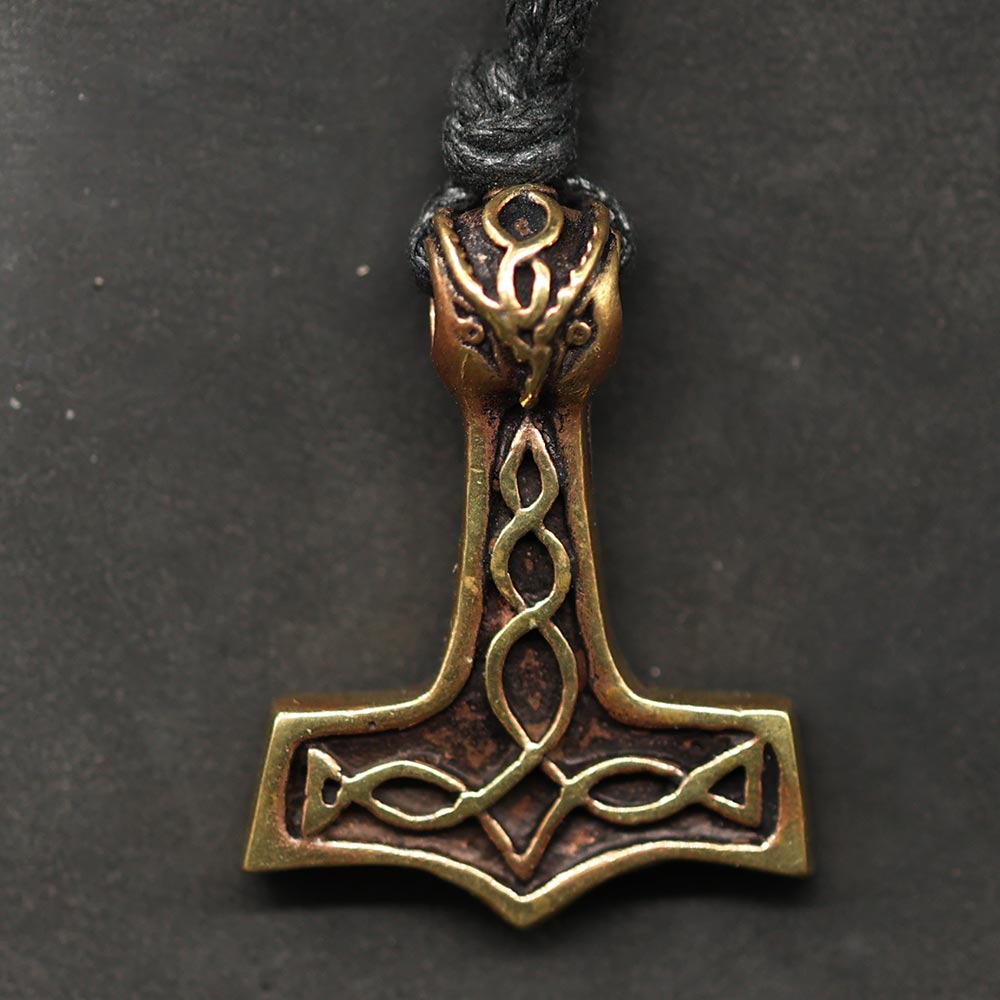 Wikinger Schmuck Anhänger Bronze Kette Mjölnir