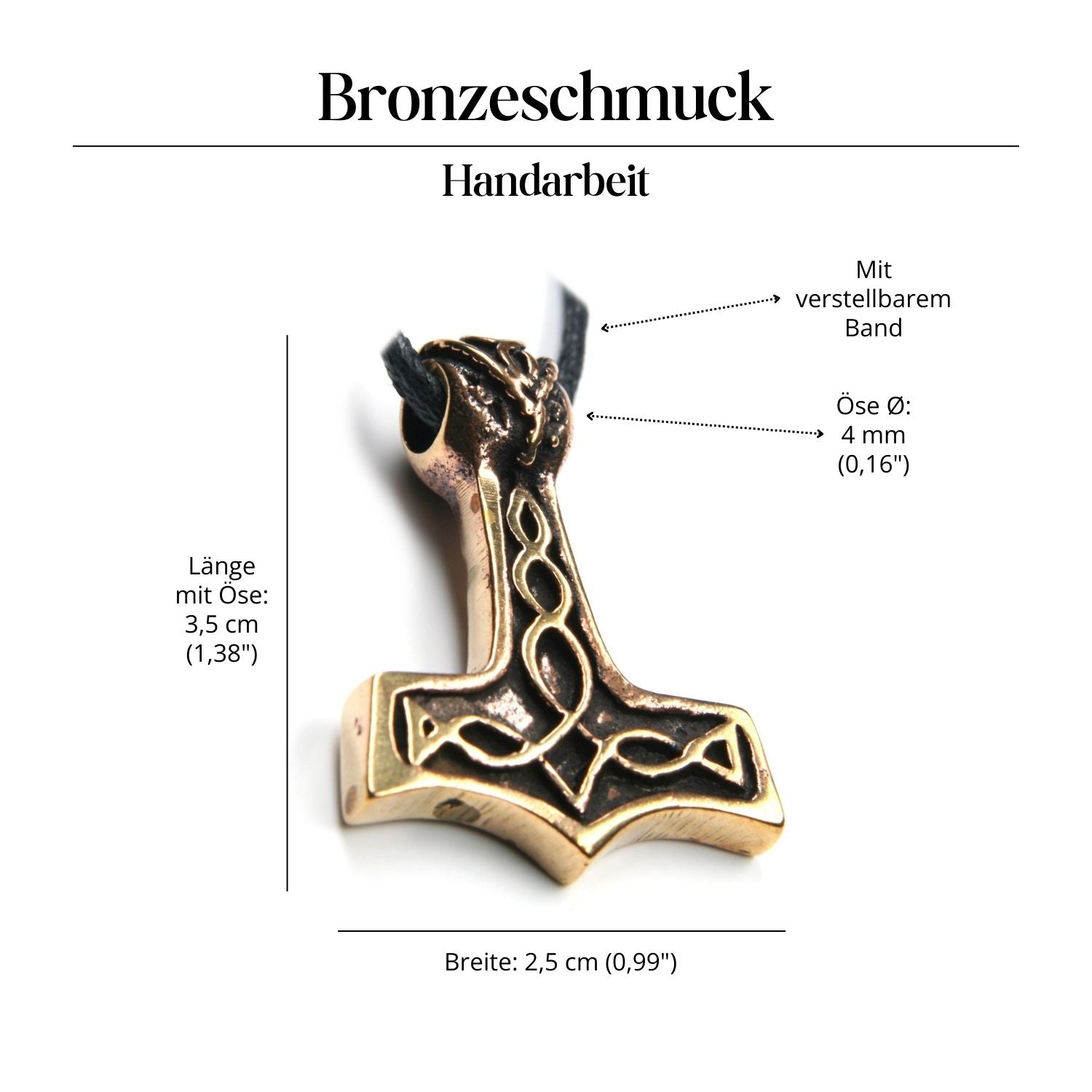 Thors Hammer Halskette Schmuck Anhänger Bronze Amulett