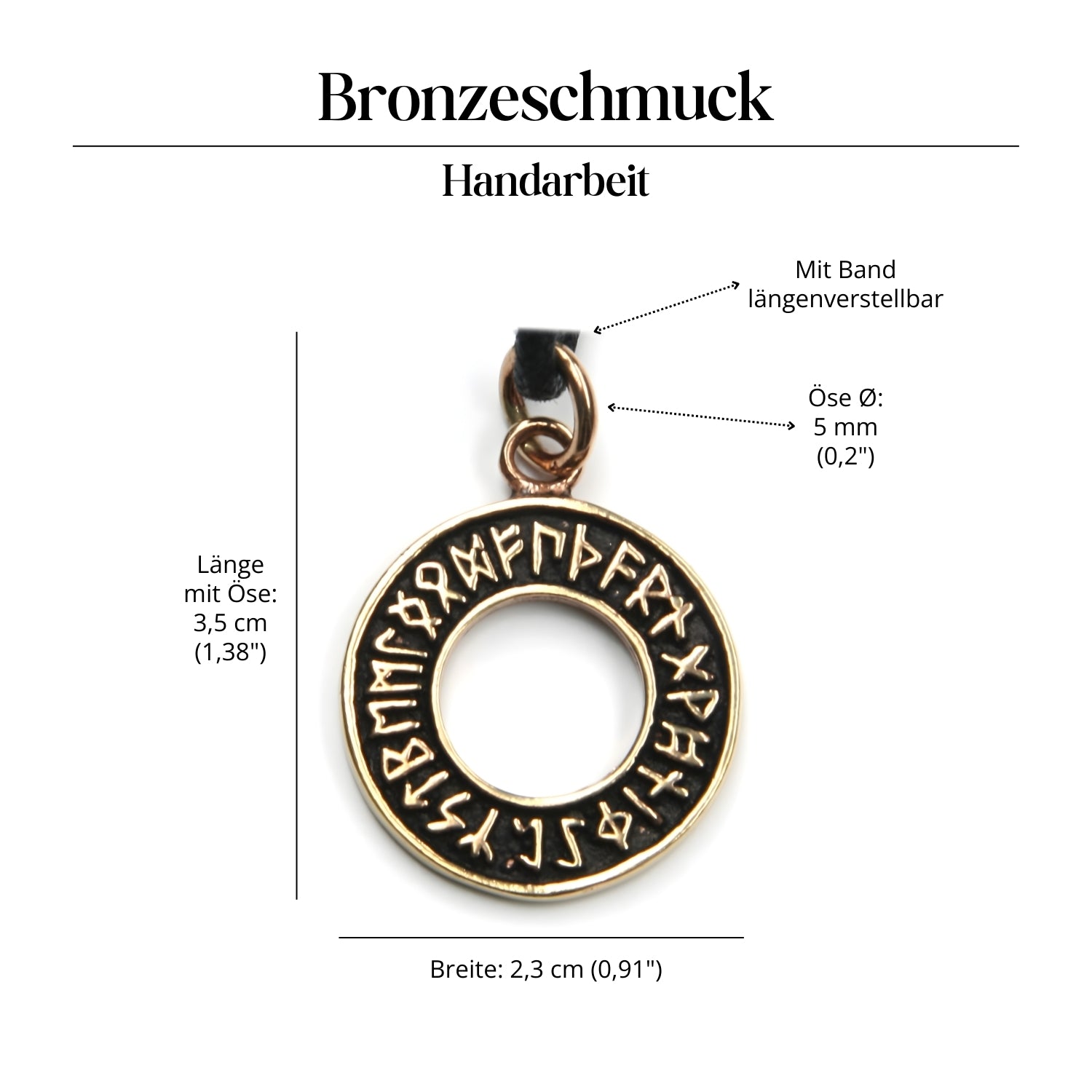 Runen Halskette Schmuck Anhänger Bronze Amulett