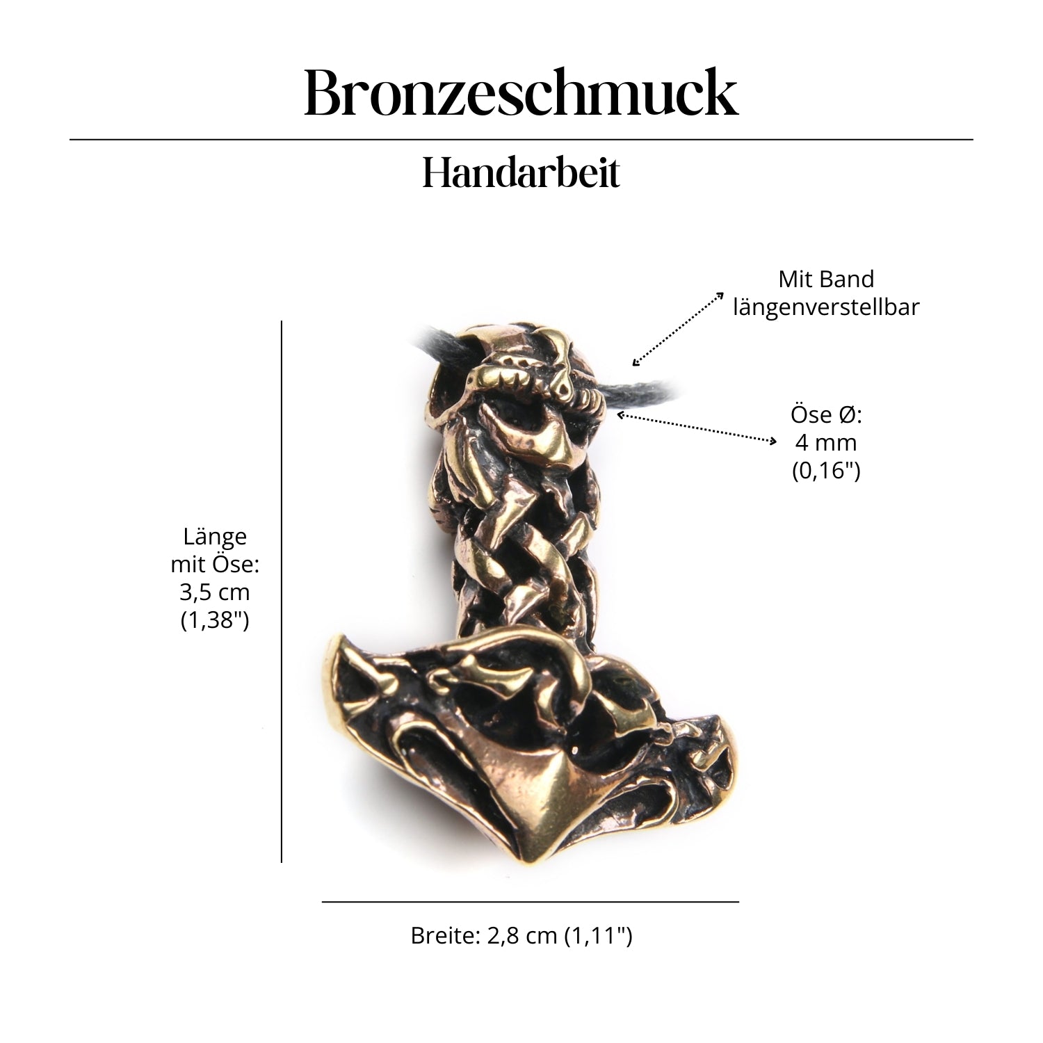 Thorshammer Halskette Schmuck Anhänger Bronze Amulett