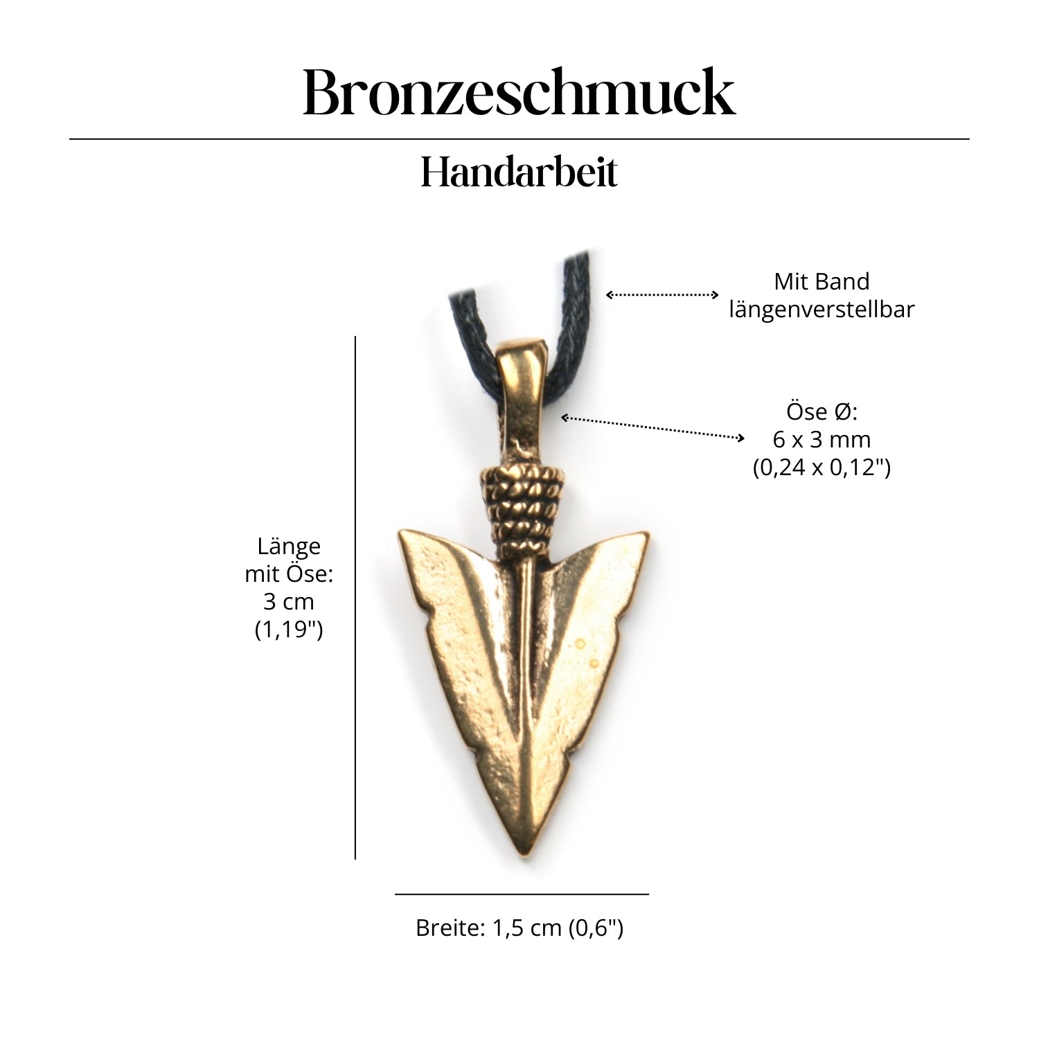 Pfeilspitze Halskette Schmuck Anhänger Bronze Amulett