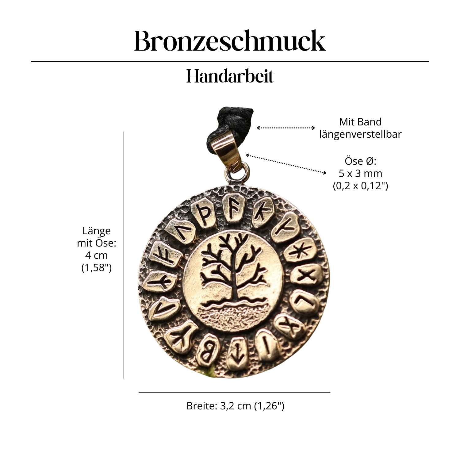 Runen Lebensbaum Halskette Schmuck Anhänger Bronze Amulett