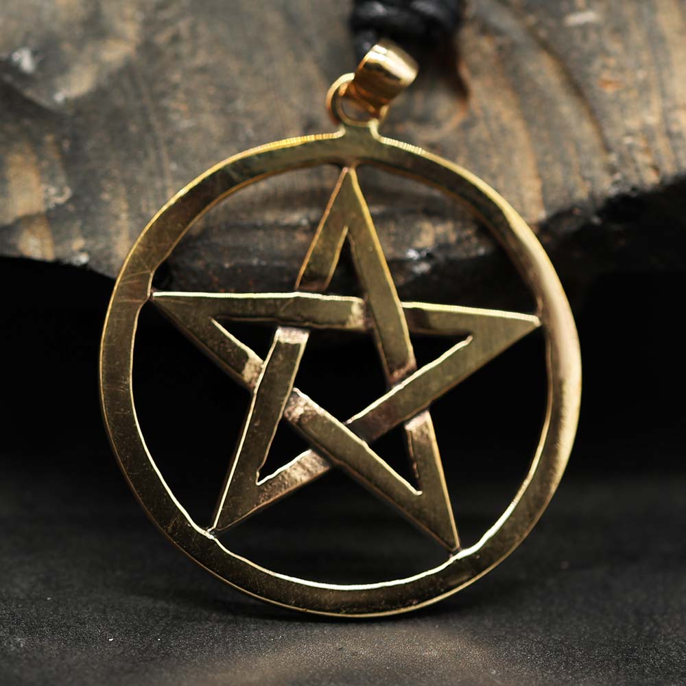 Pentagramm Anhänger Schmuck Wicca Bronze Mittelalter Kette