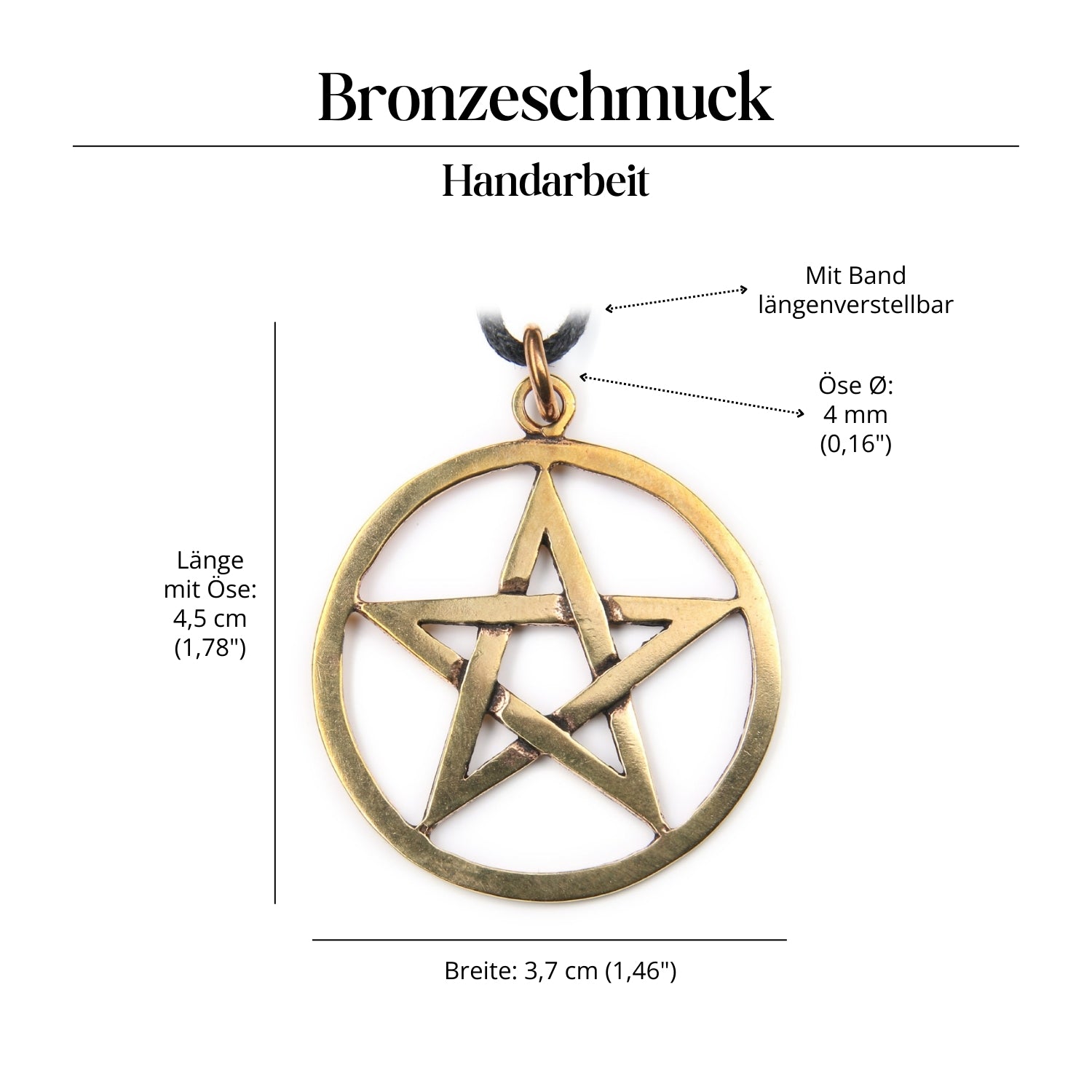 Pentagramm Halskette Schmuck Anhänger Bronze Amulett